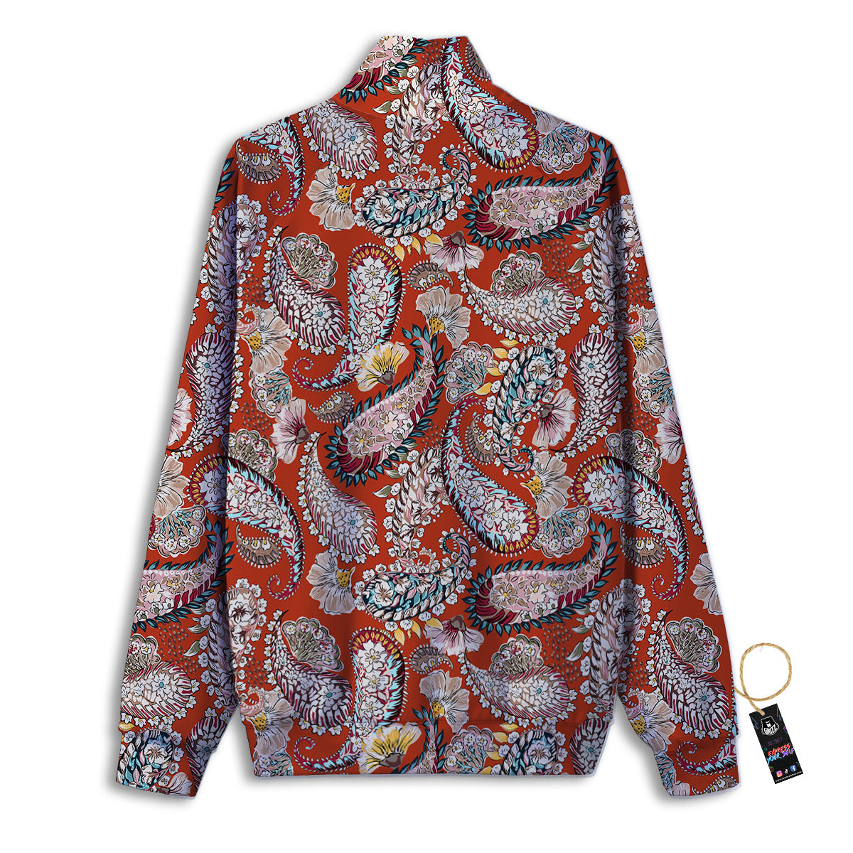 Bohemian Floral Orange Print Pattern Track Jacket-grizzshop