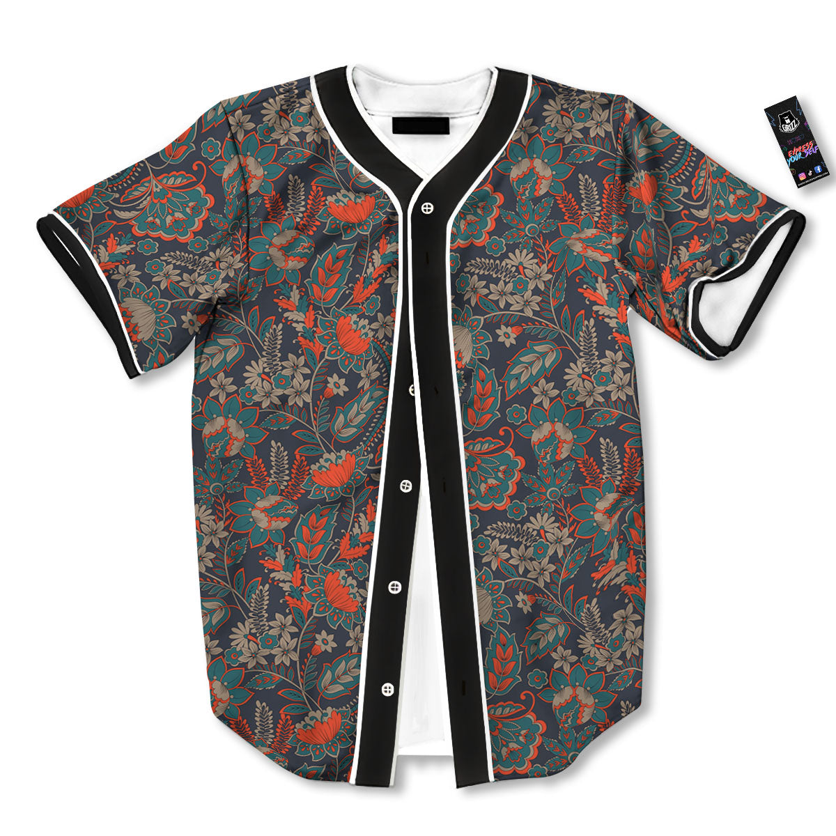 Bohemian Floral Retro Vintage Print Pattern Baseball Jersey-grizzshop
