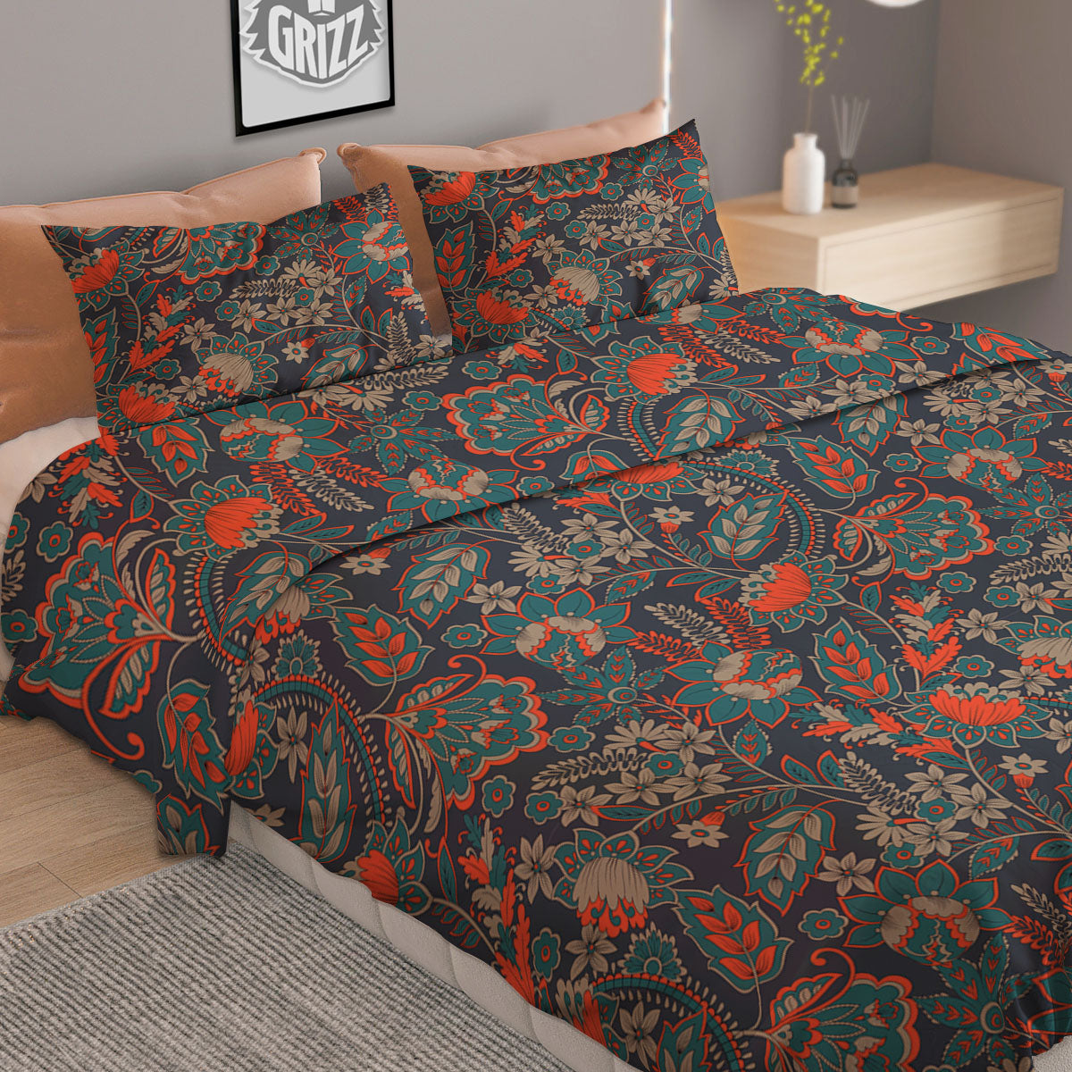 Bee Vintage Print Pattern Duvet Cover Bedding Set