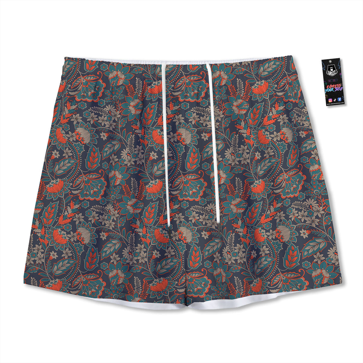 Bohemian Floral Retro Vintage Print Pattern Mesh Shorts