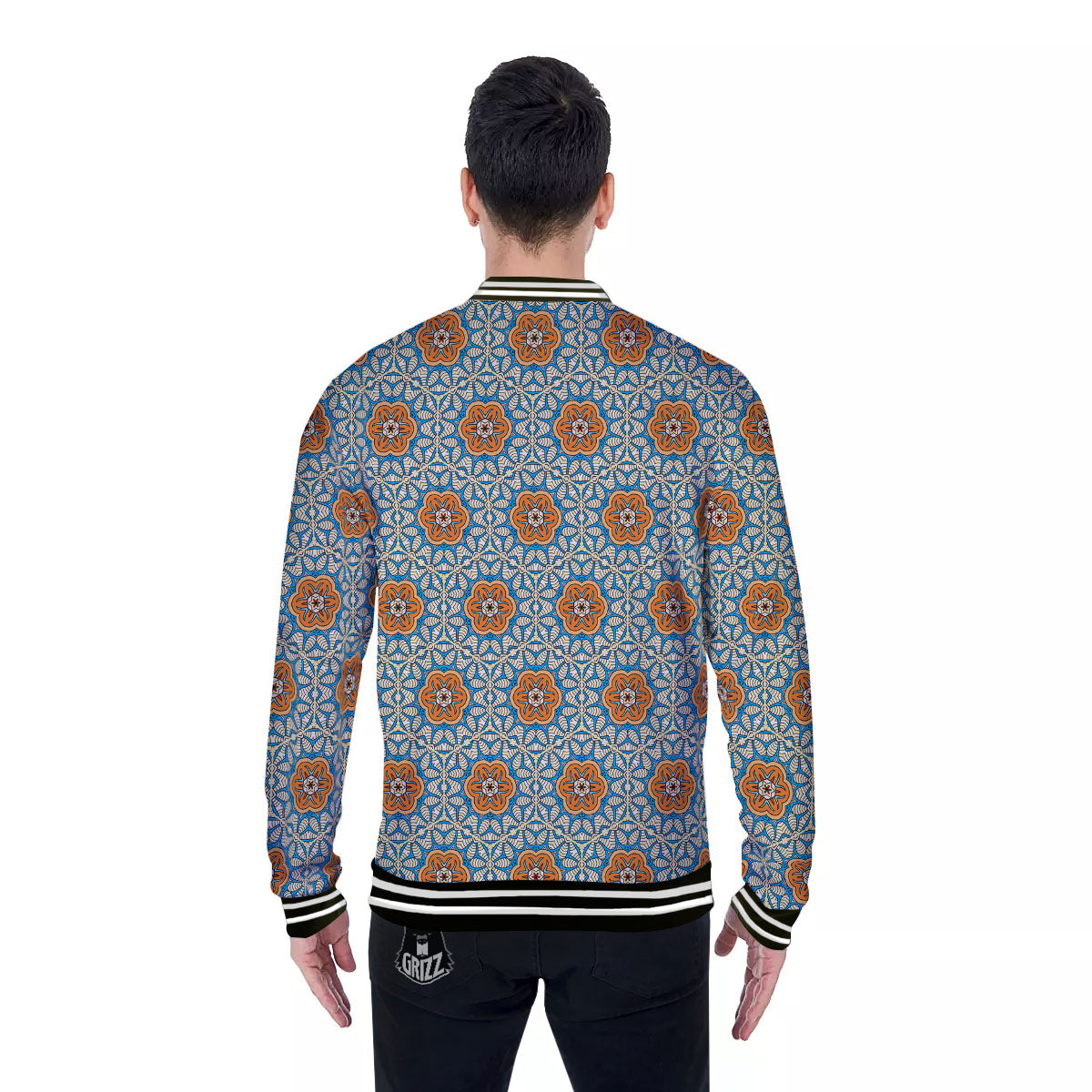 Bohemian Mandala Floral Print Pattern Baseball Jacket-grizzshop