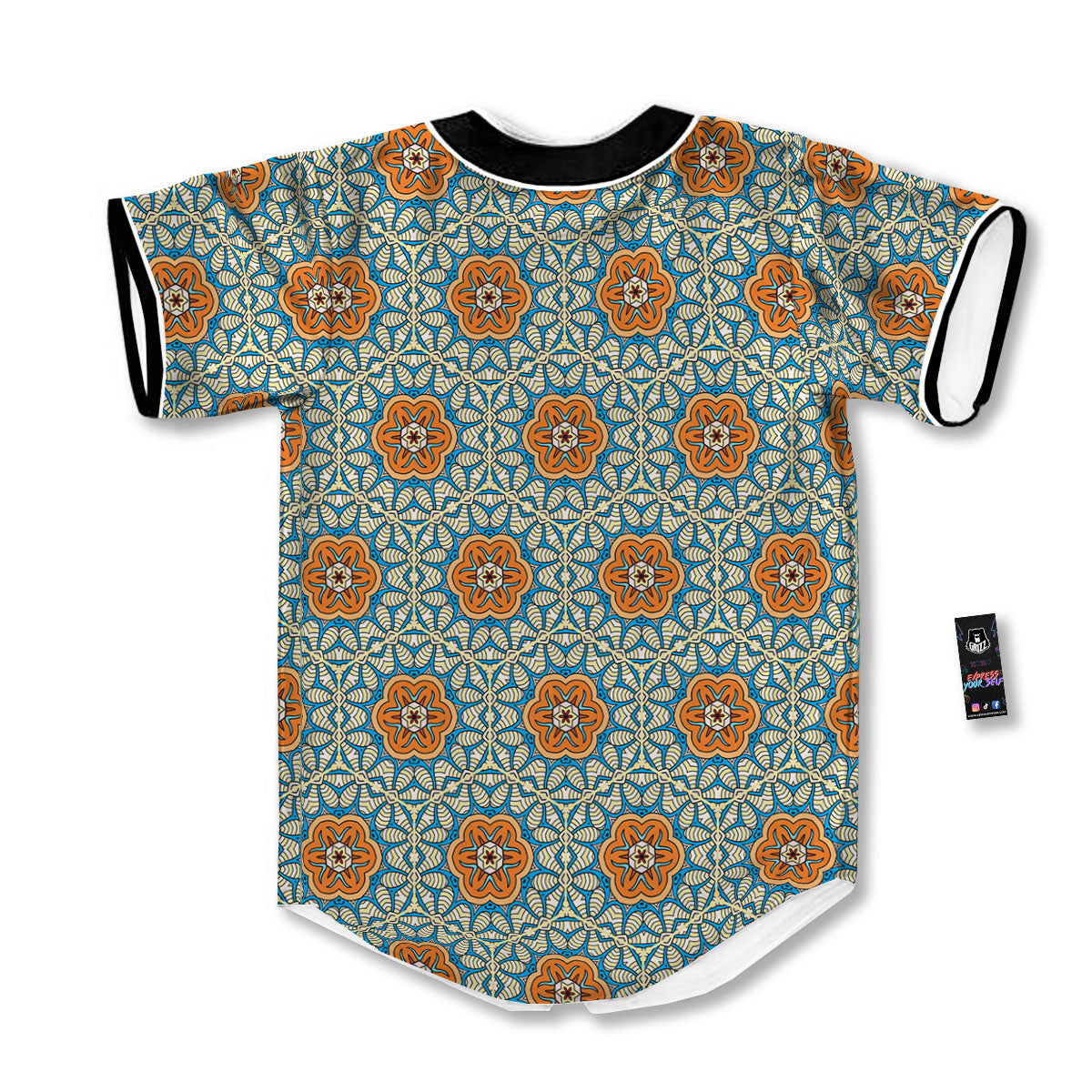Bohemian Mandala Floral Print Pattern Baseball Jersey-grizzshop