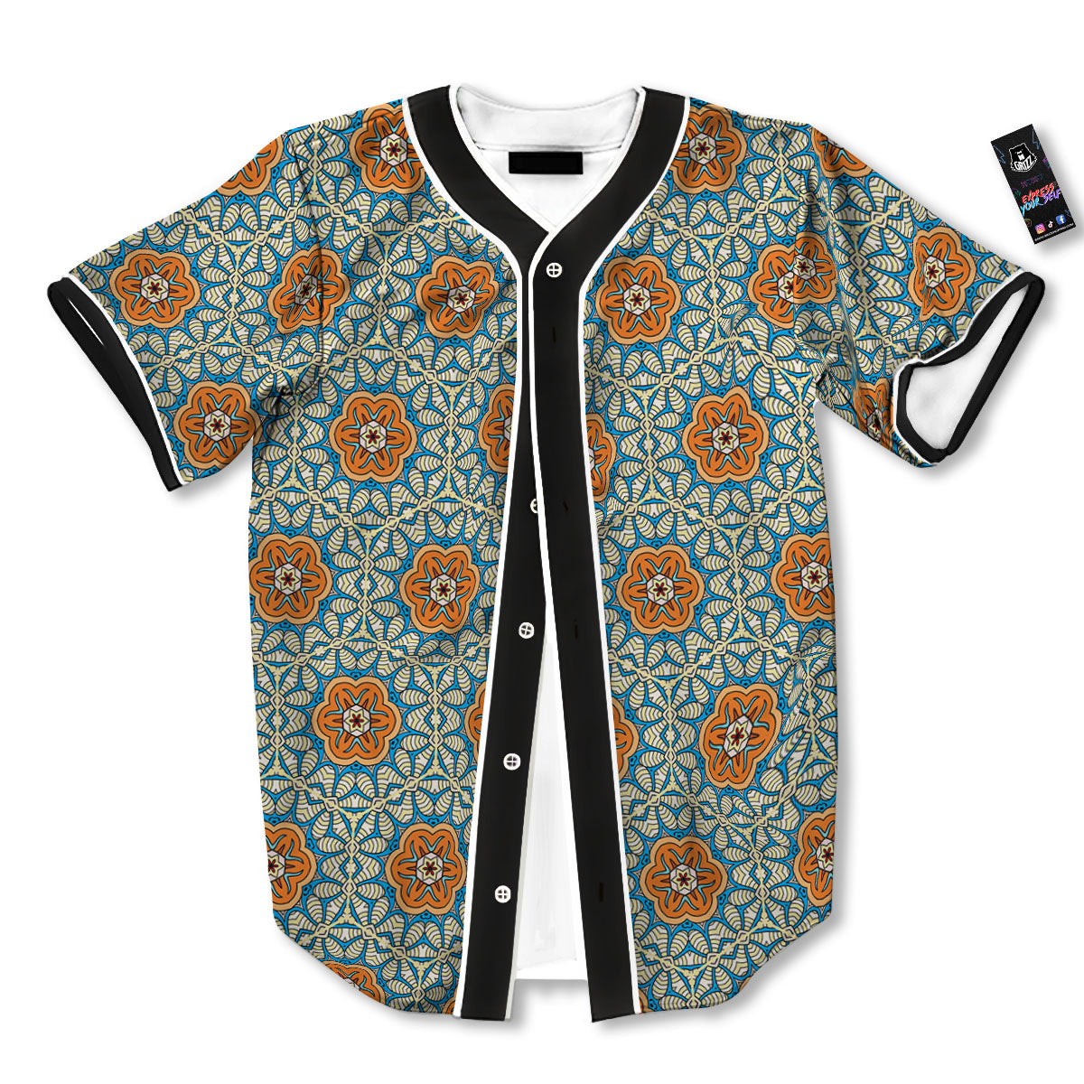 Bohemian Mandala Floral Print Pattern Baseball Jersey-grizzshop