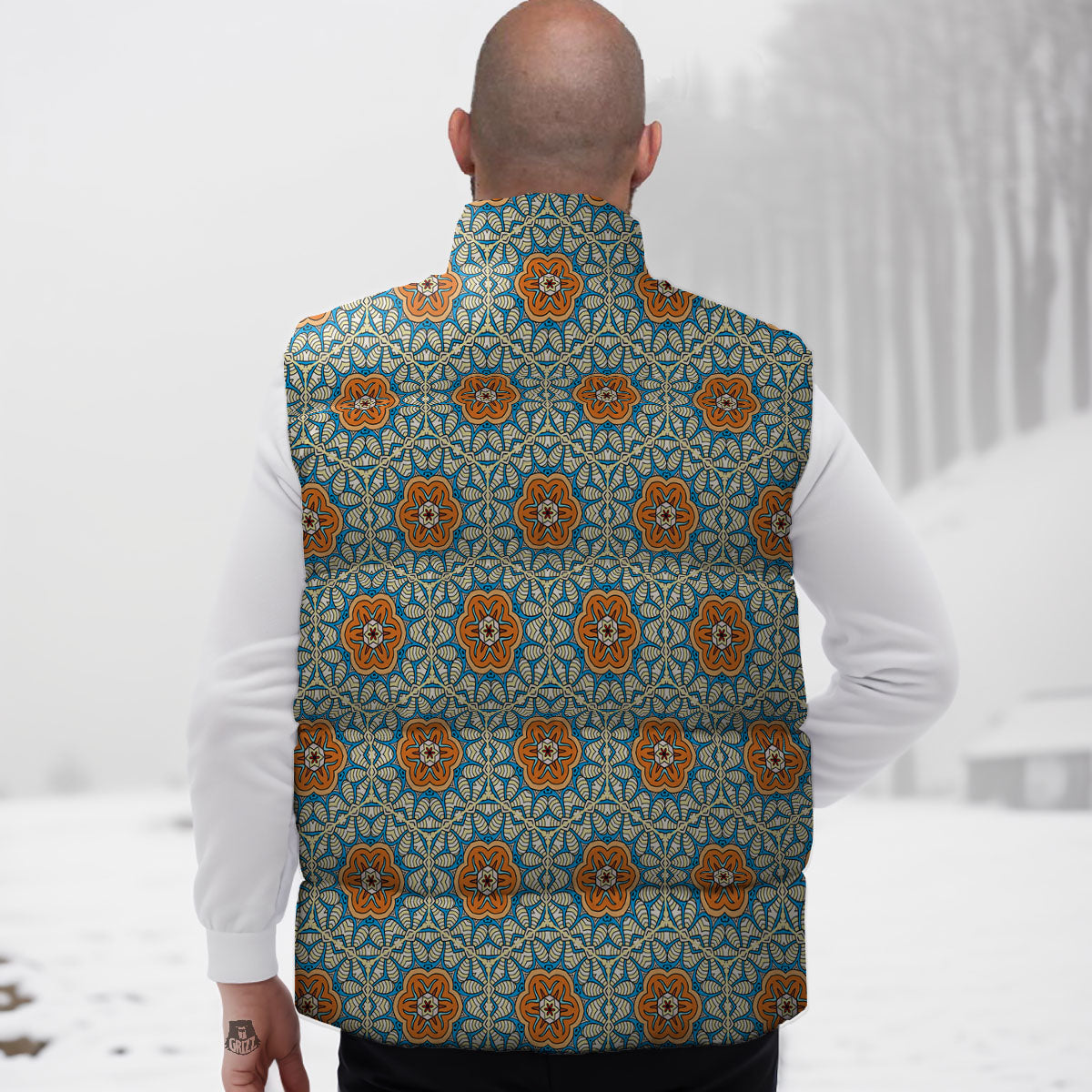 Bohemian Mandala Floral Print Pattern Down Vest