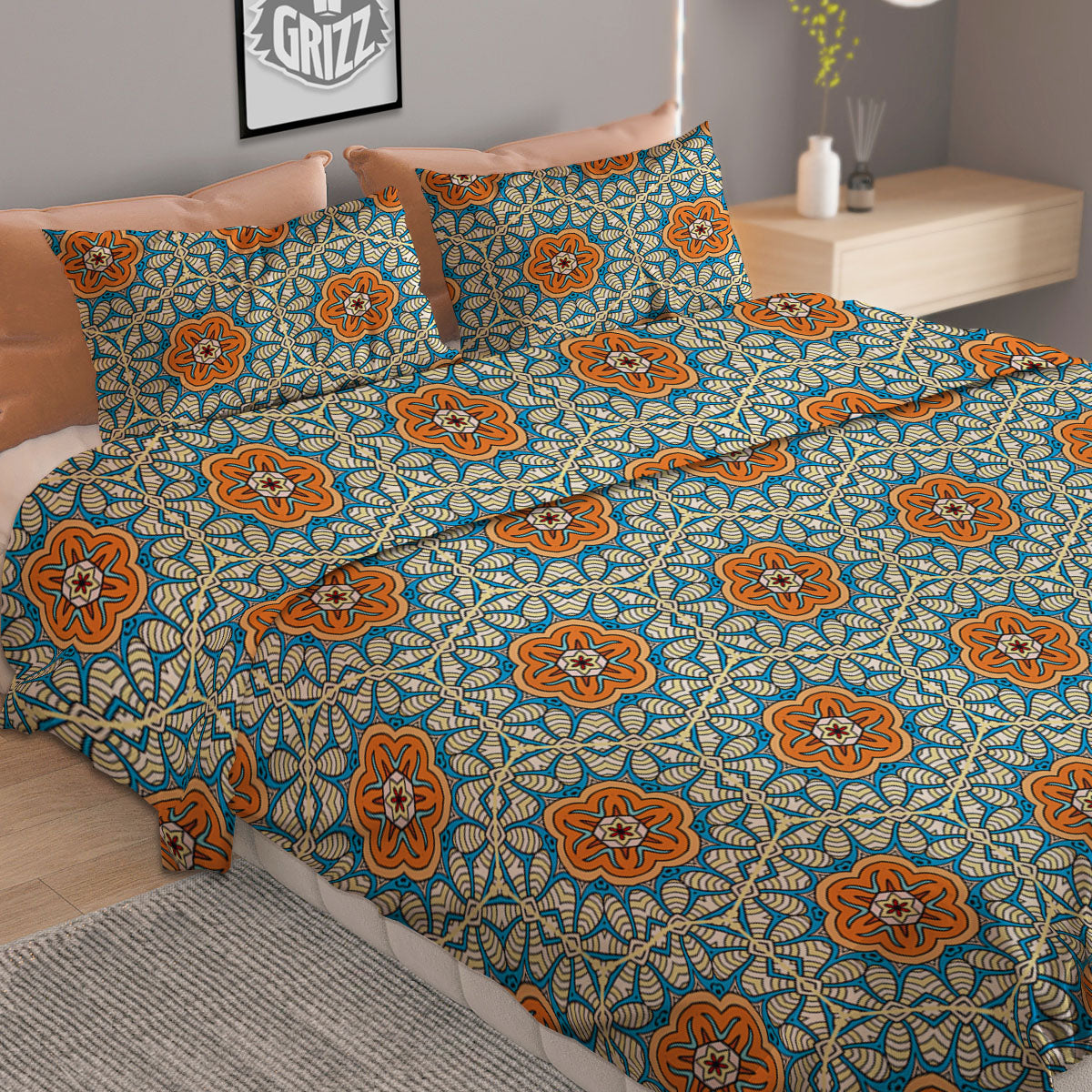 Bohemian Mandala Floral Print Pattern Duvet Cover Bedding Set