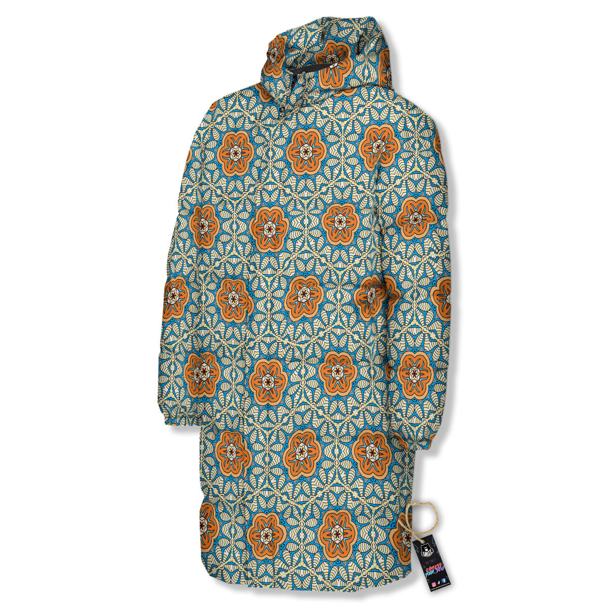 Bohemian Mandala Floral Print Pattern Long Down Jacket-grizzshop