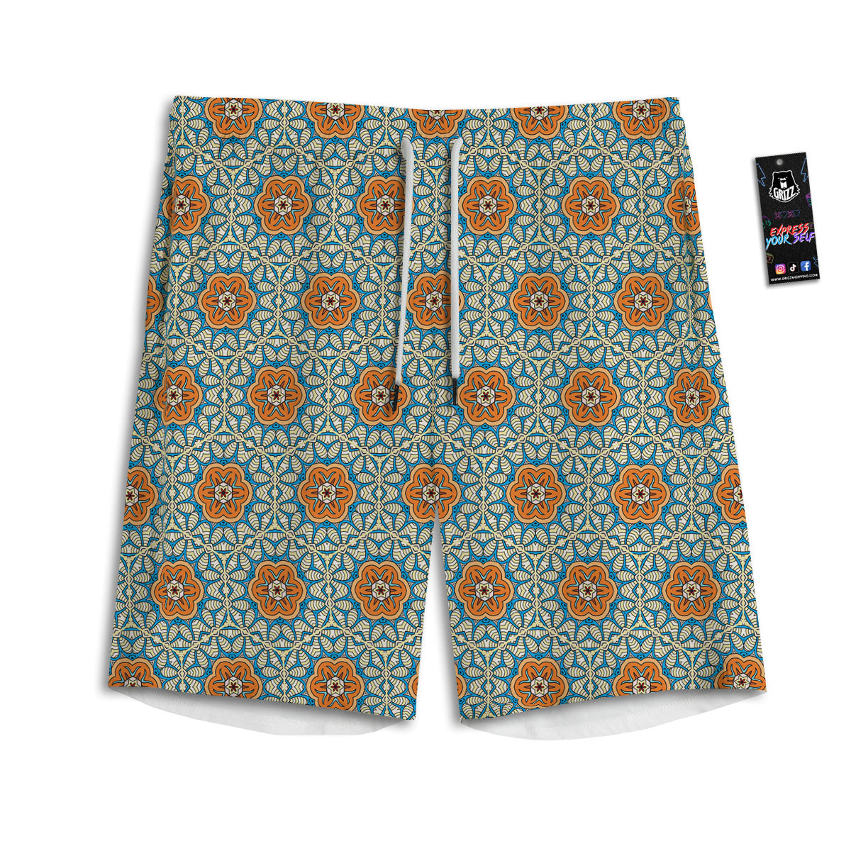 Bohemian Mandala Floral Print Pattern Men's Athletic Shorts
