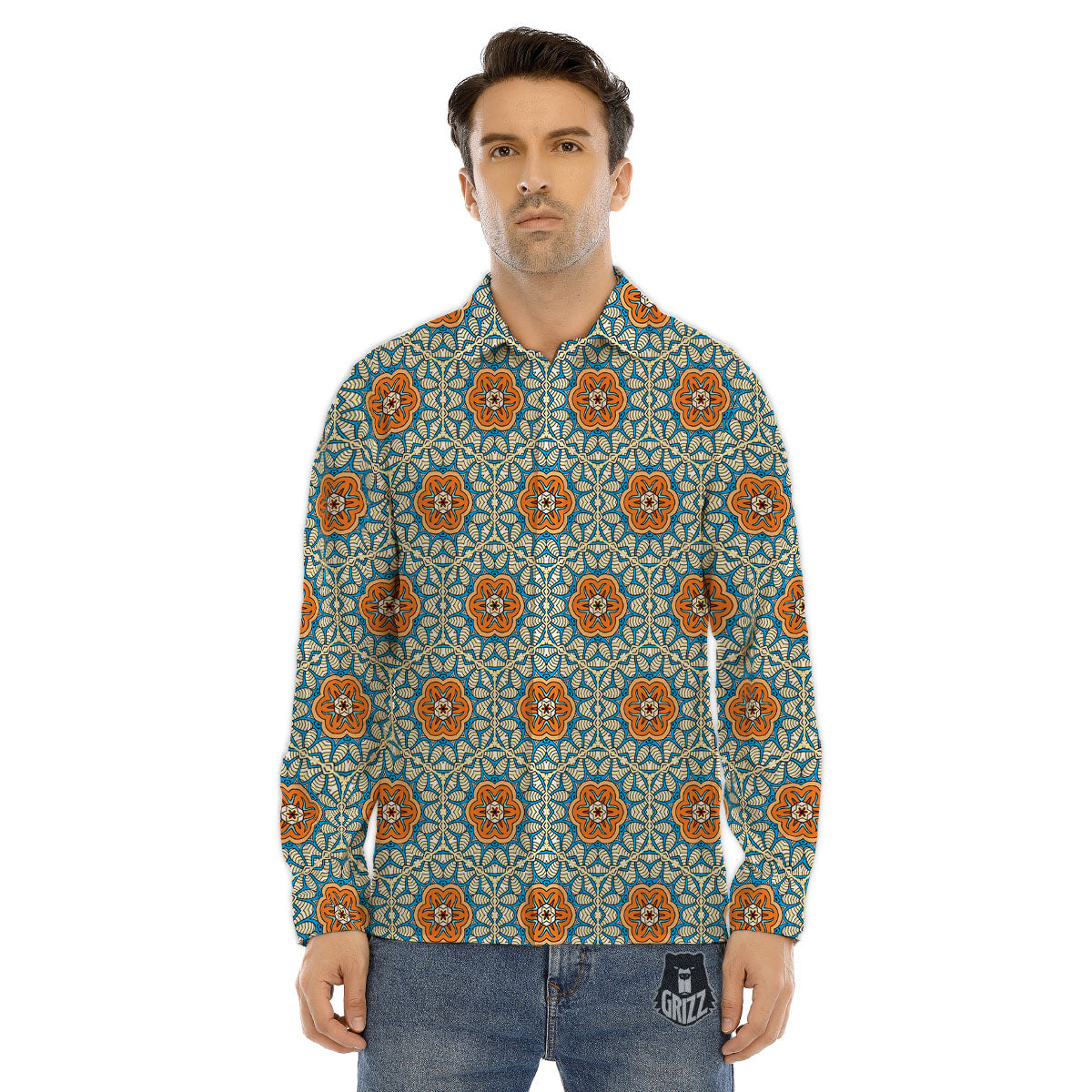 Bohemian Mandala Floral Print Pattern Men's Dress Shirts-grizzshop