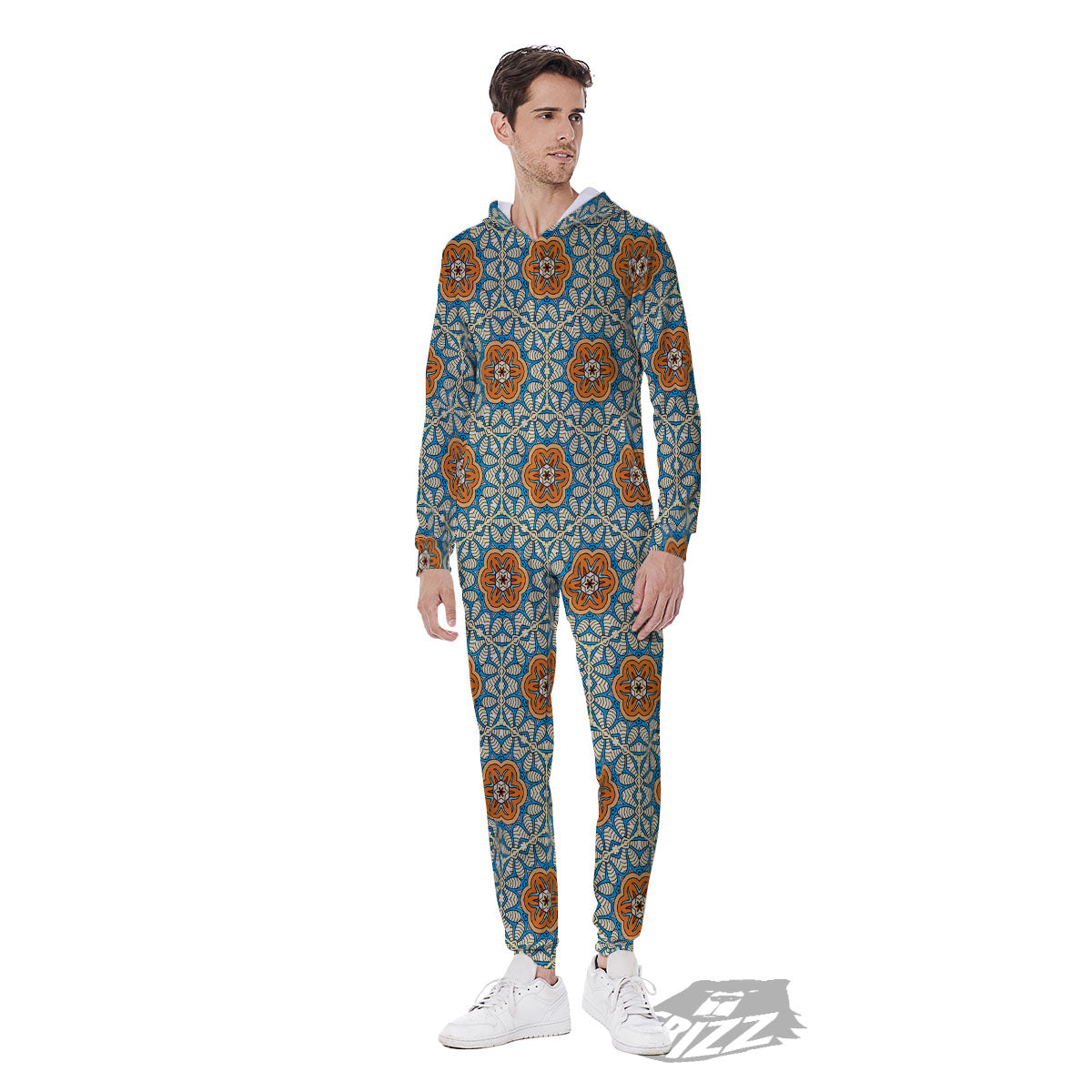 Bohemian Mandala Floral Print Pattern Men's Jumpsuit-grizzshop