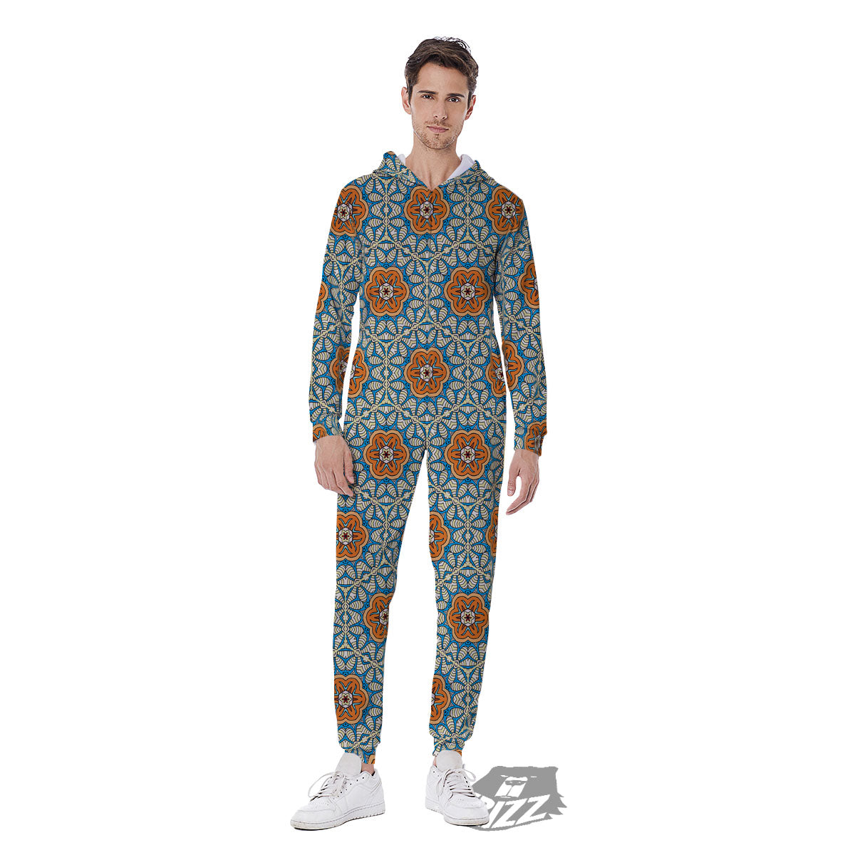 Bohemian Mandala Floral Print Pattern Men's Jumpsuit-grizzshop