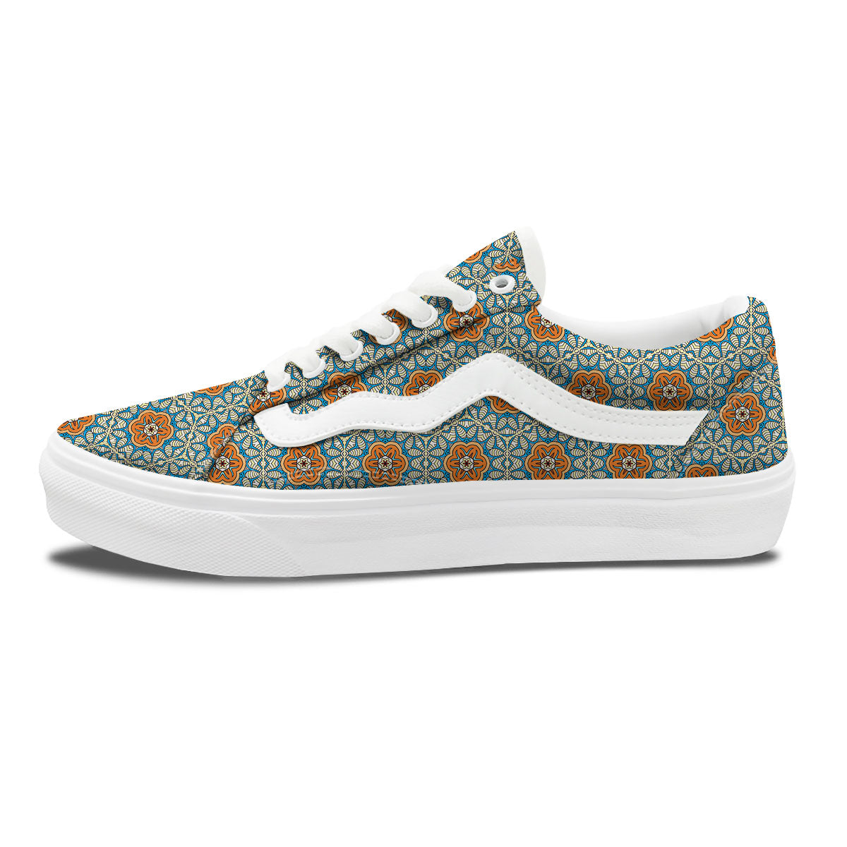Bohemian Mandala Floral Print Pattern Skate Shoes-grizzshop