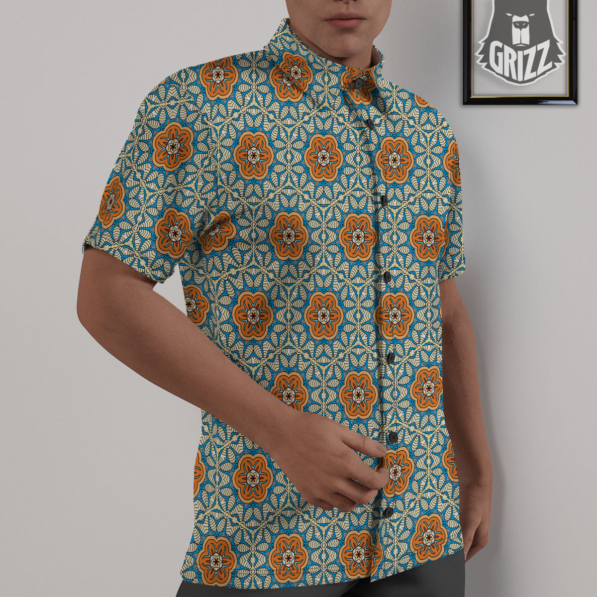 Bohemian Mandala Floral Print Pattern Untucked Shirts-grizzshop