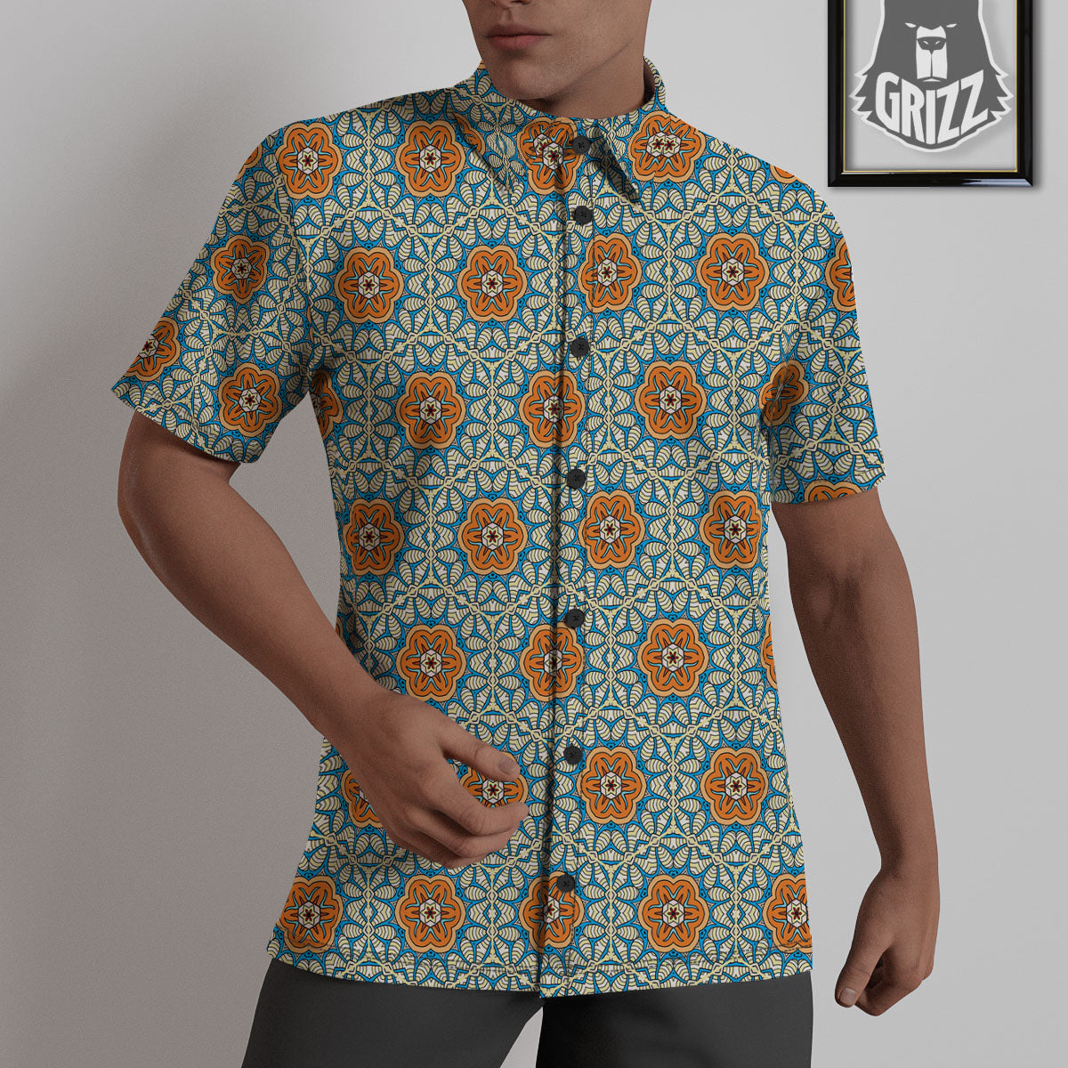 Bohemian Mandala Floral Print Pattern Untucked Shirts-grizzshop