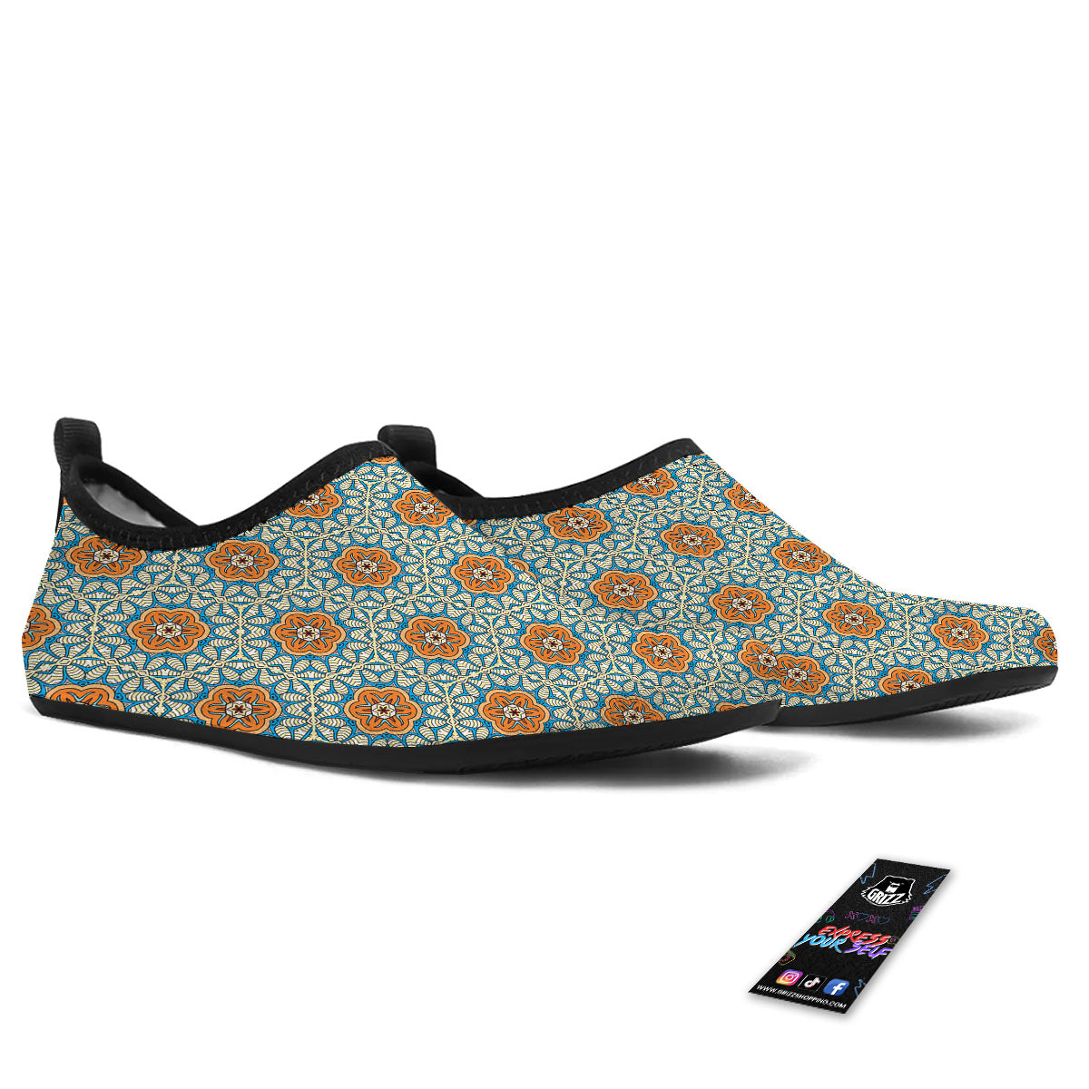 Bohemian Mandala Floral Print Pattern Water Shoes-grizzshop