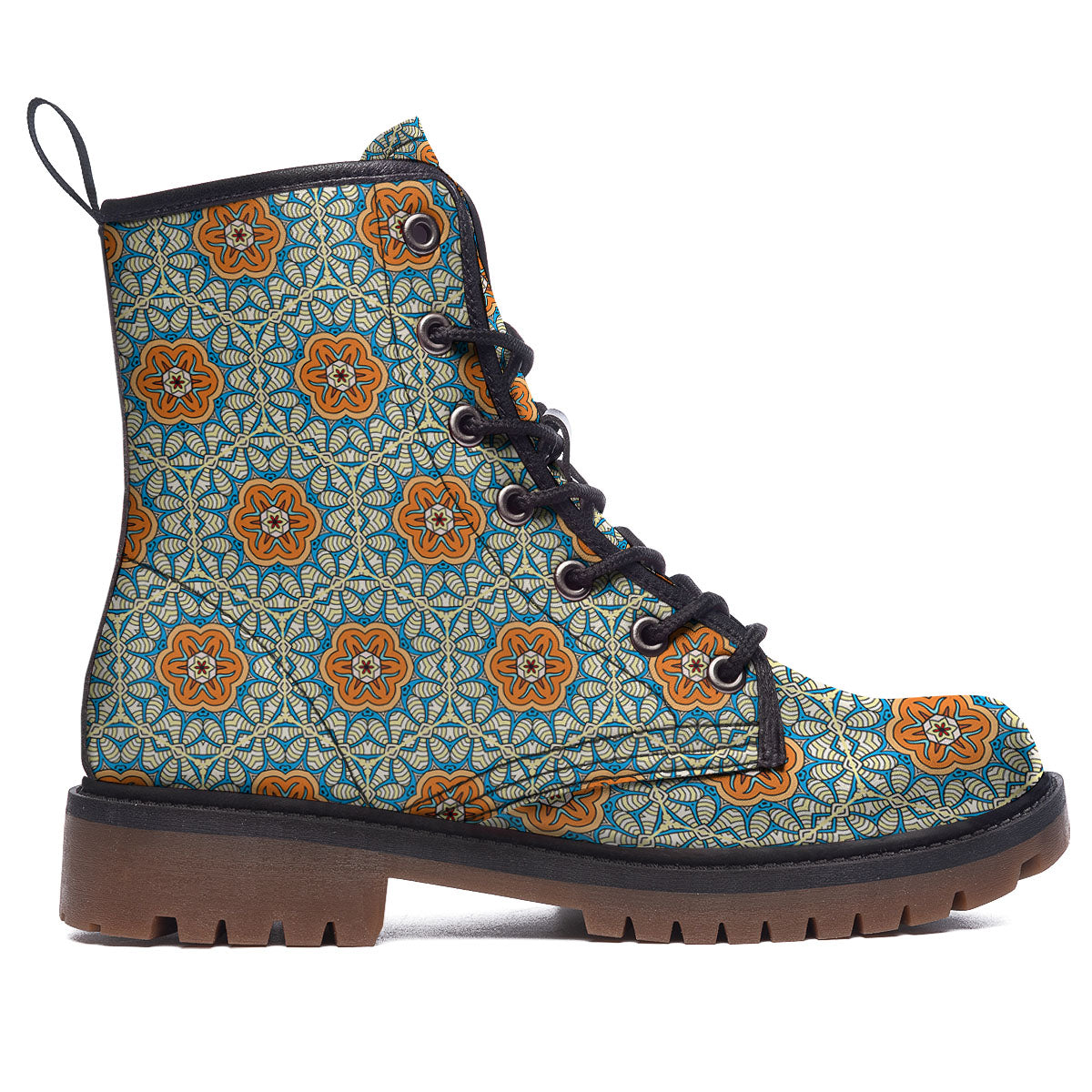 Bohemian Mandala Floral Print Pattern Work Boots-grizzshop