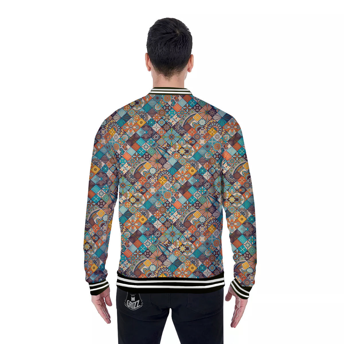 Bohemian Mandala Floral Vintage Print Pattern Baseball Jacket-grizzshop