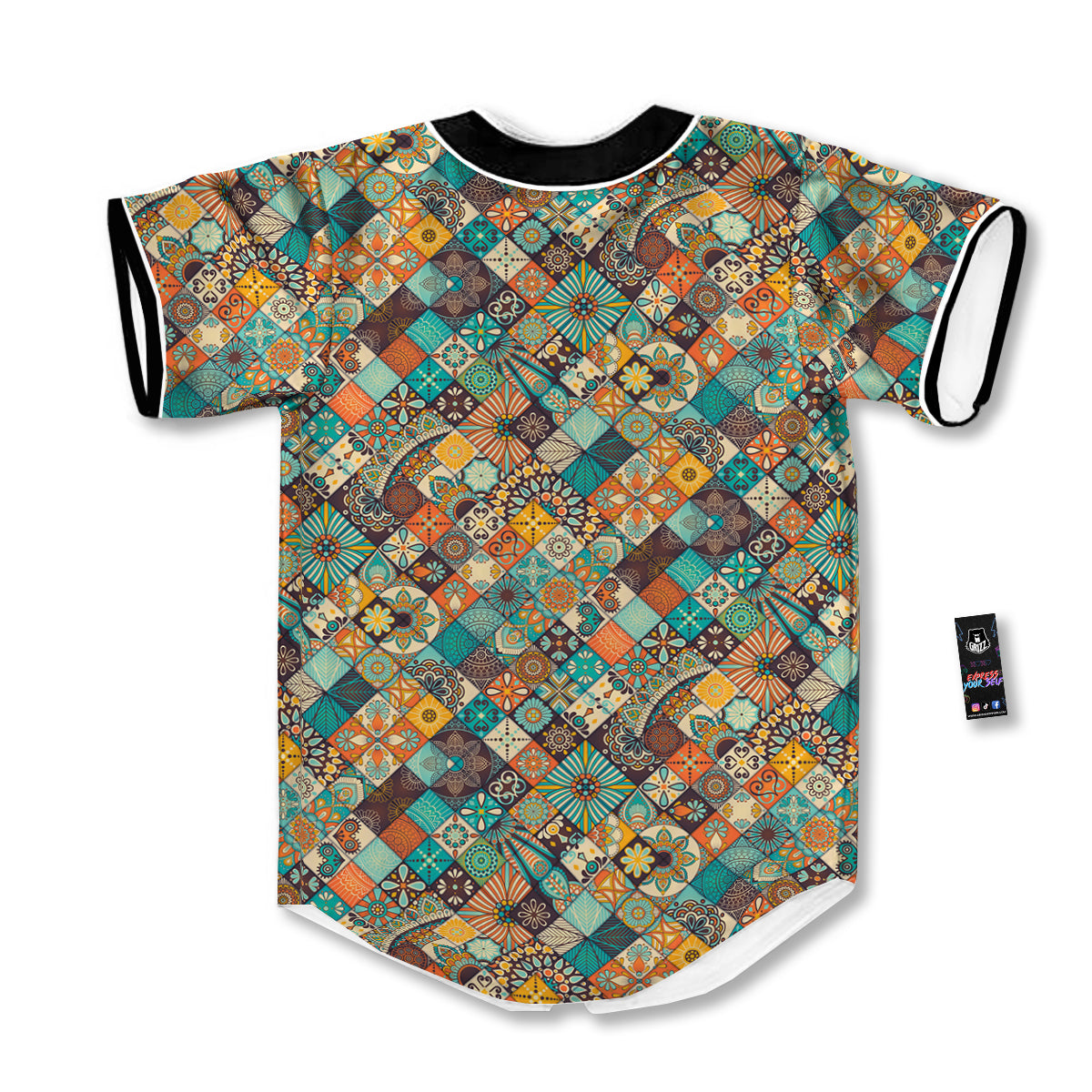 Bohemian Mandala Floral Vintage Print Pattern Baseball Jersey-grizzshop