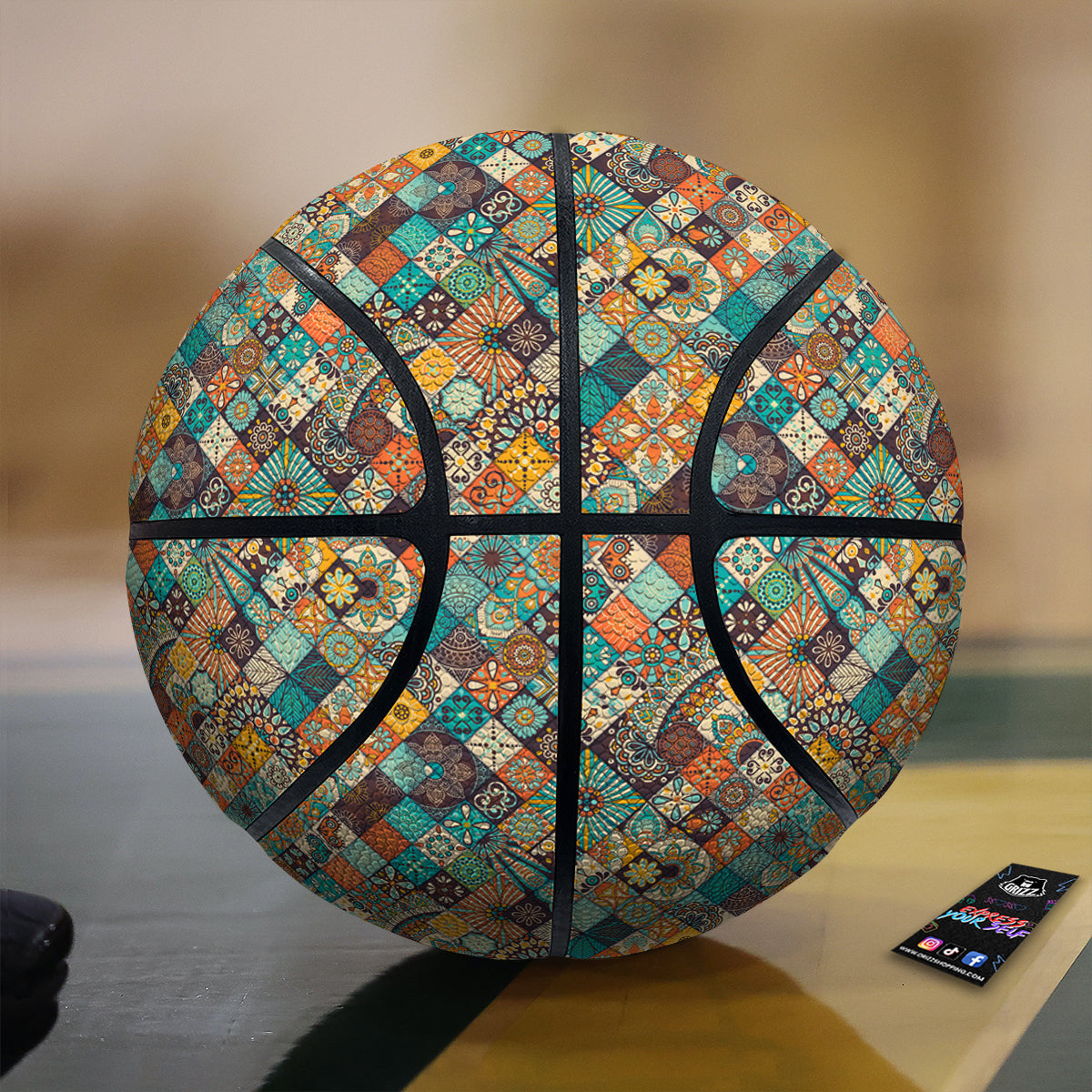 Bohemian Mandala Floral Vintage Print Pattern Basketball