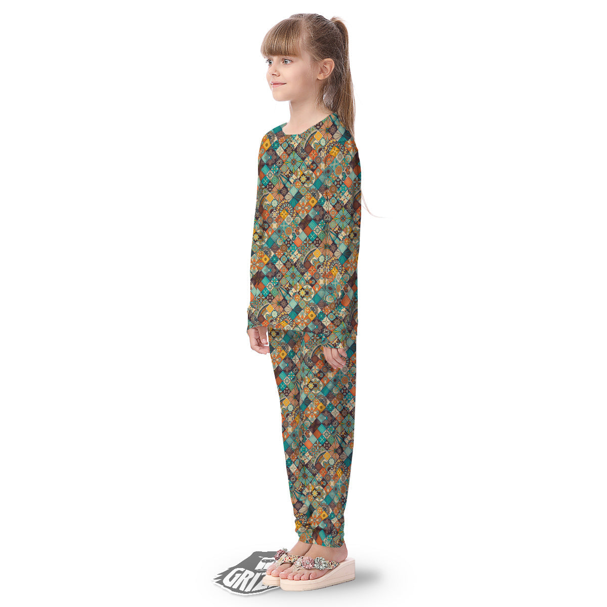 Bohemian Mandala Floral Vintage Print Pattern Kid's Pajamas-grizzshop