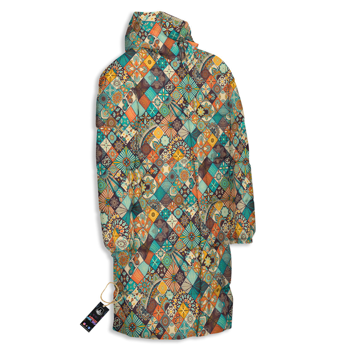 Bohemian Mandala Floral Vintage Print Pattern Long Down Jacket-grizzshop