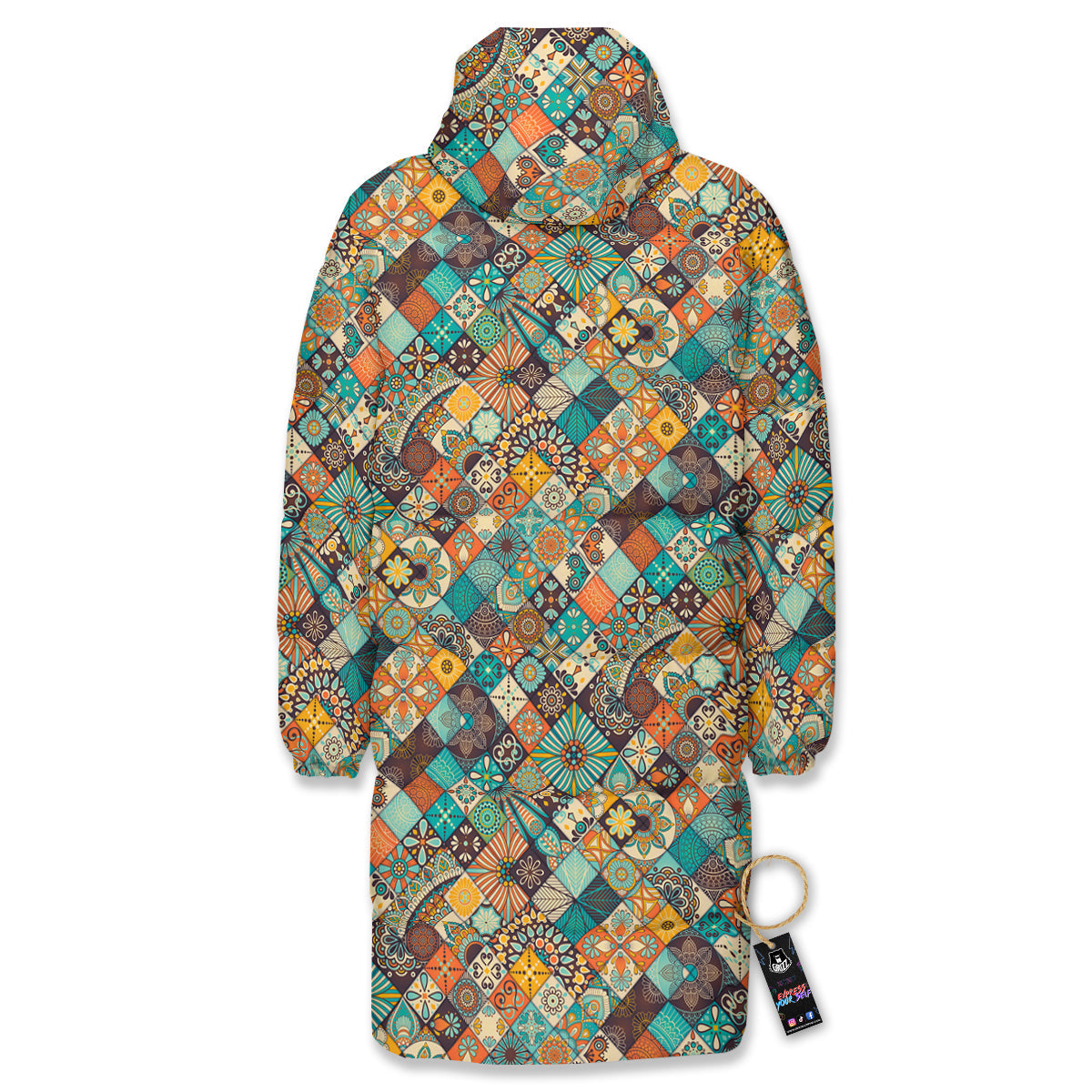 Bohemian Mandala Floral Vintage Print Pattern Long Down Jacket-grizzshop