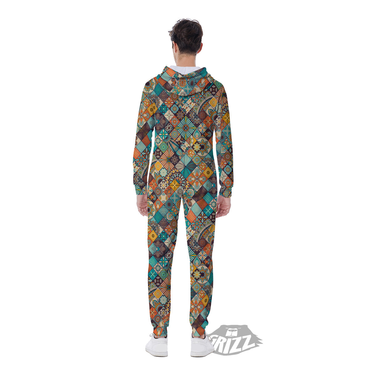 Bohemian Mandala Floral Vintage Print Pattern Men's Jumpsuit-grizzshop