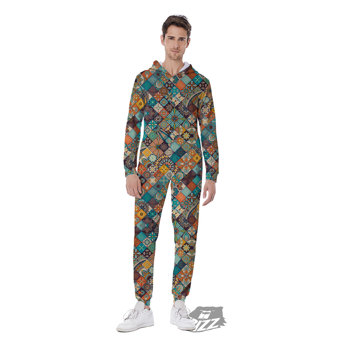 Bohemian Mandala Floral Vintage Print Pattern Men's Jumpsuit-grizzshop