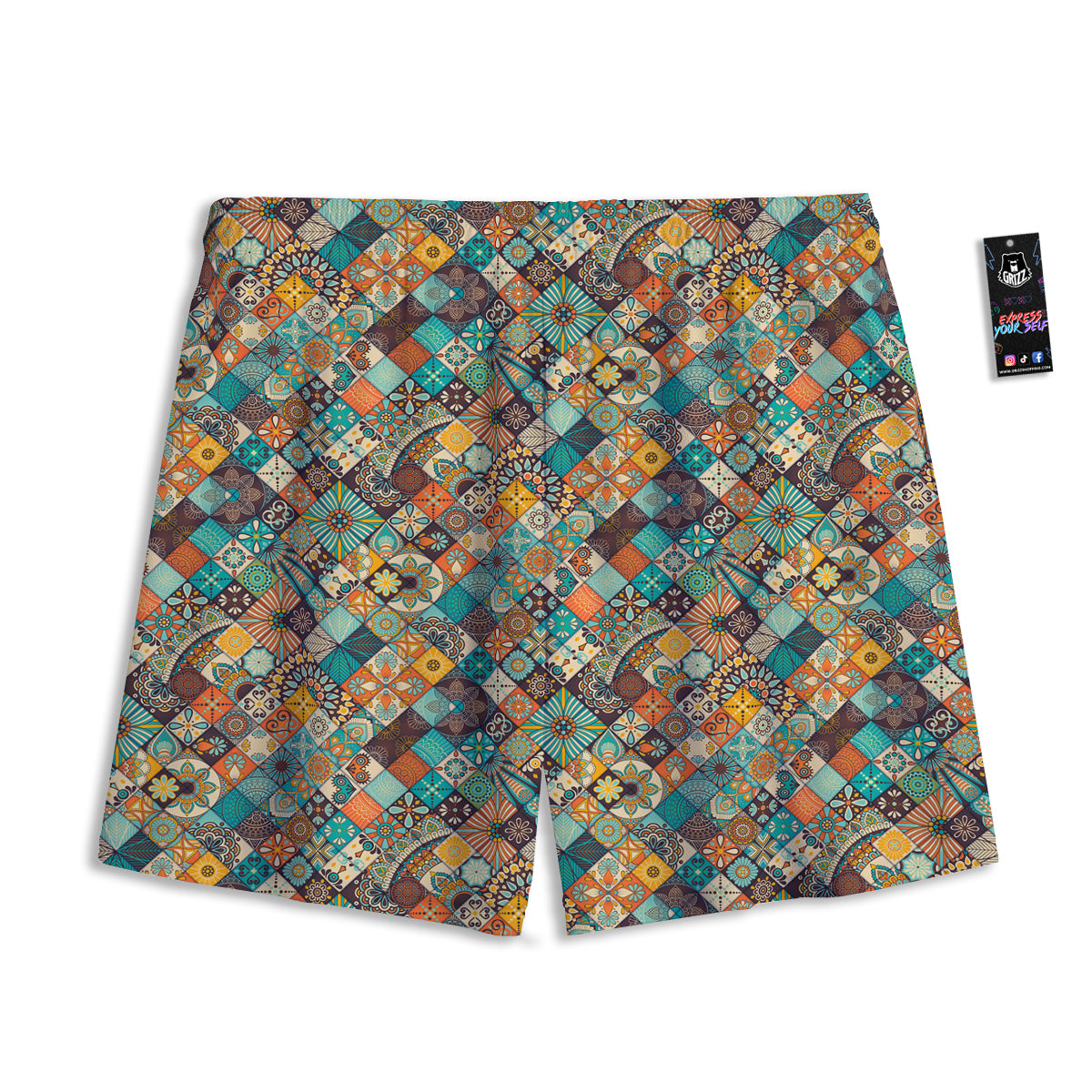 Bohemian Mandala Floral Vintage Print Pattern Mesh Shorts