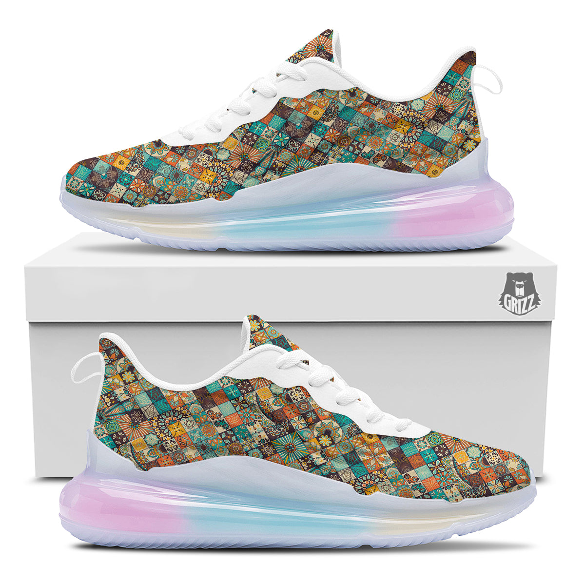Bohemian Mandala Floral Vintage Print Pattern Running Sneakers-grizzshop