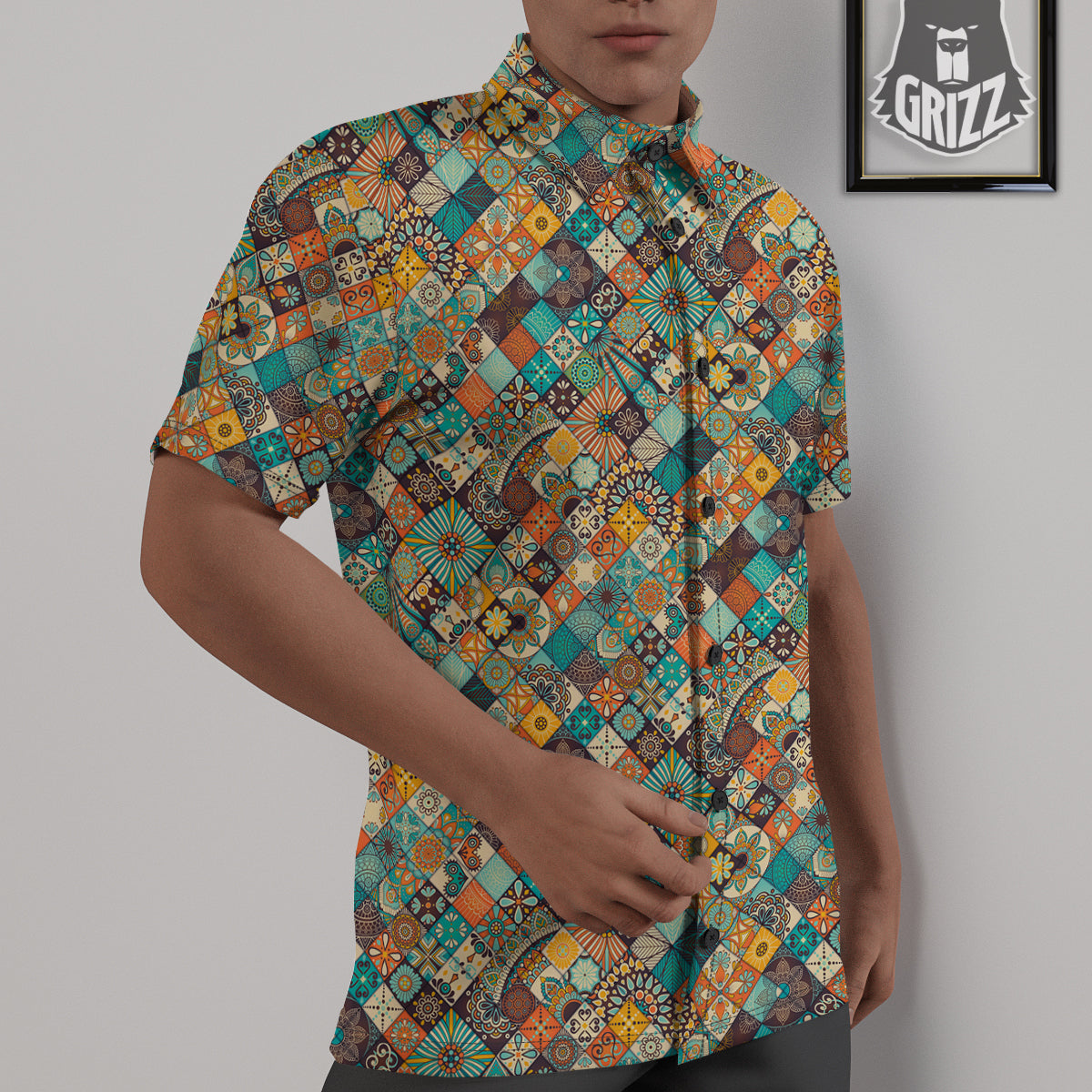 Bohemian Mandala Floral Vintage Print Pattern Untucked Shirts-grizzshop