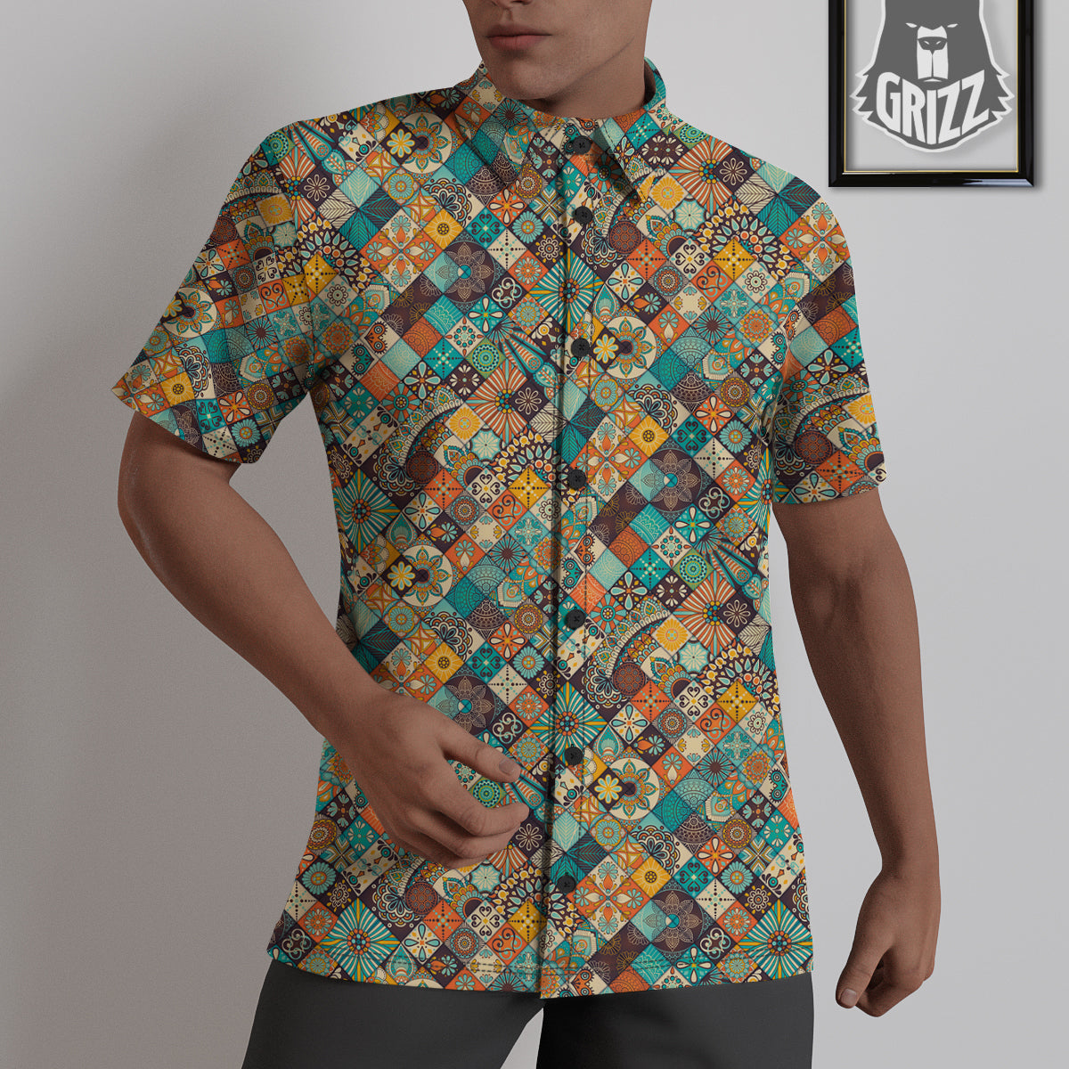 Bohemian Mandala Floral Vintage Print Pattern Untucked Shirts-grizzshop