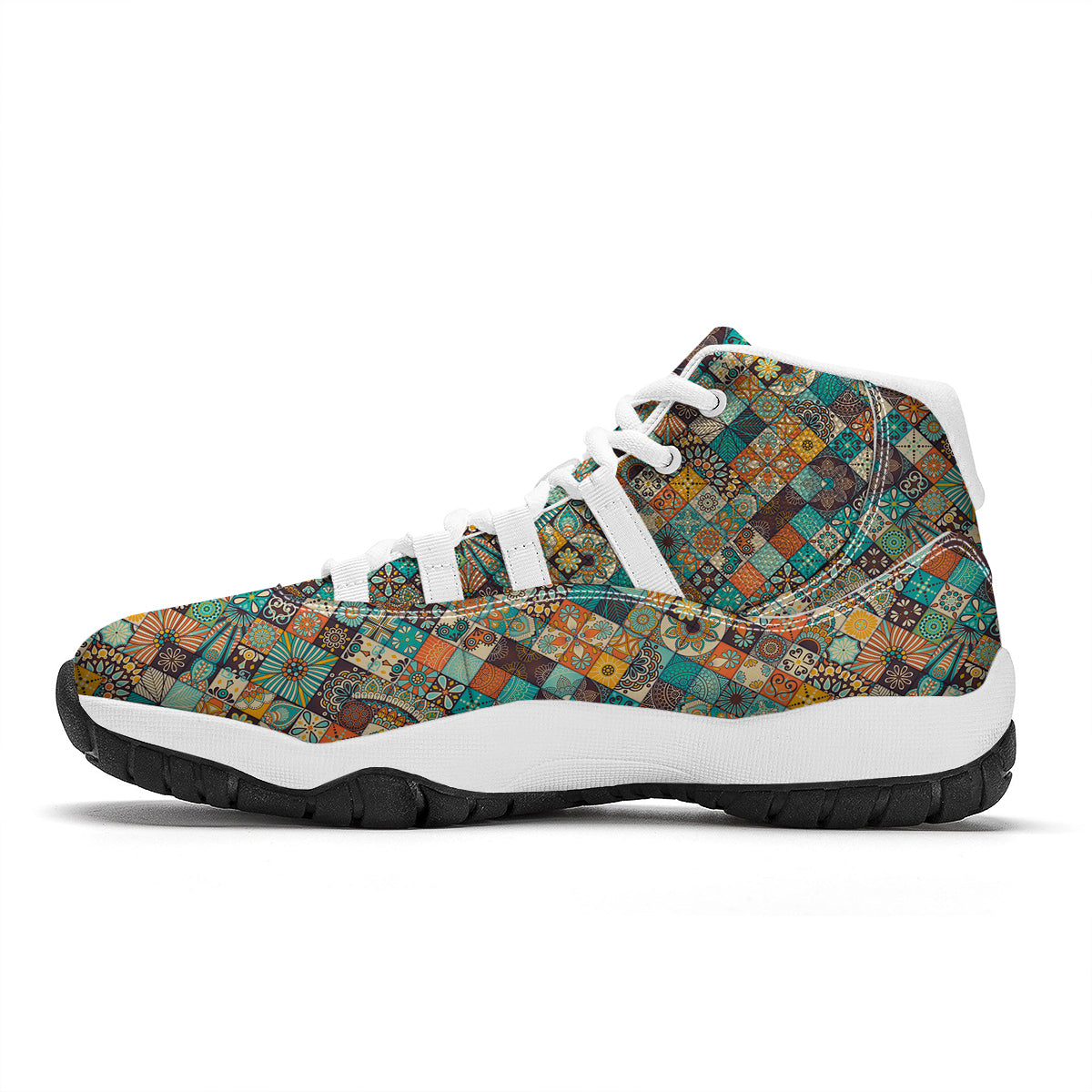 Bohemian Mandala Floral Vintage Print Pattern White Bball Shoes-grizzshop