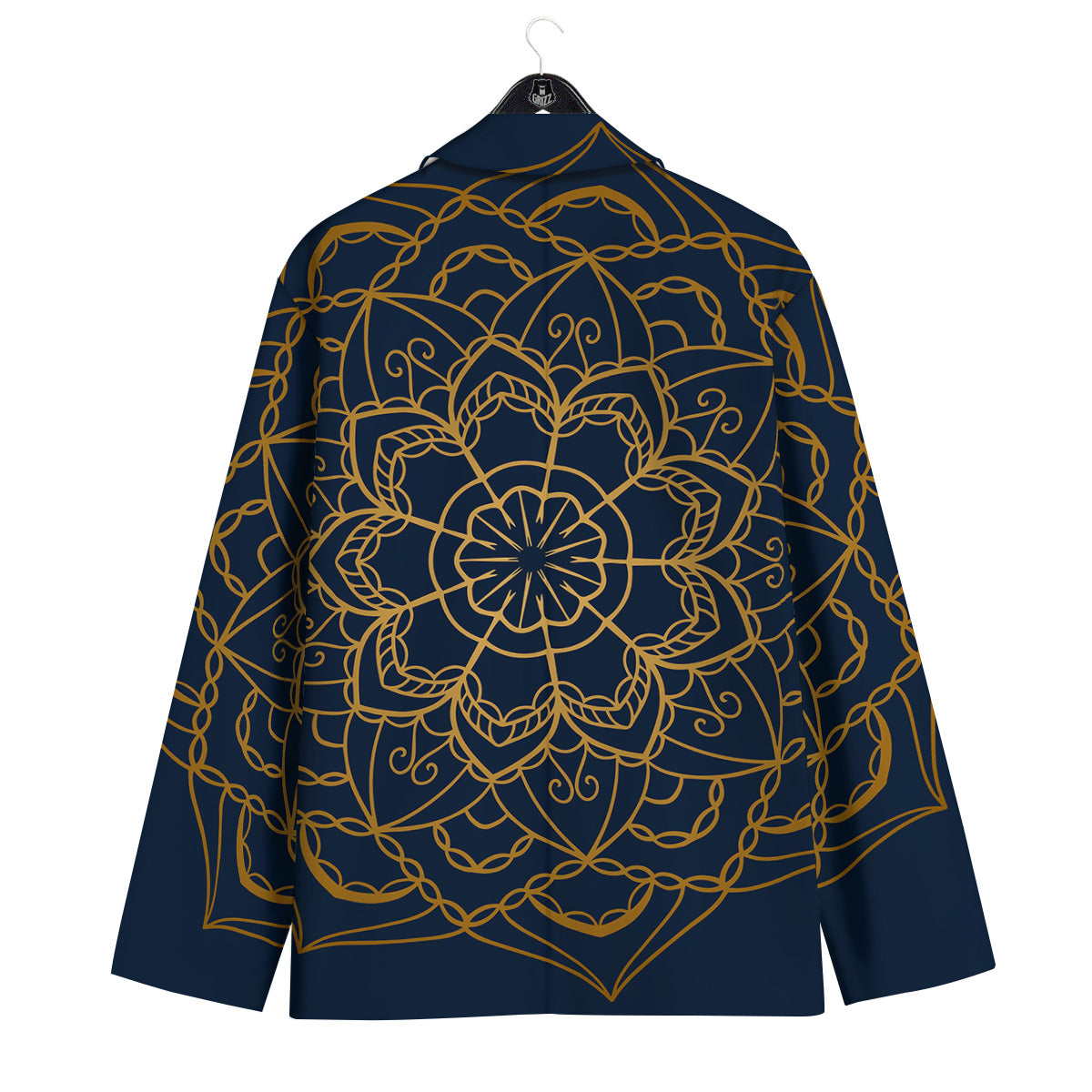 Bohemian Mandala Gold And Blue Print Men's Sport Coat-grizzshop