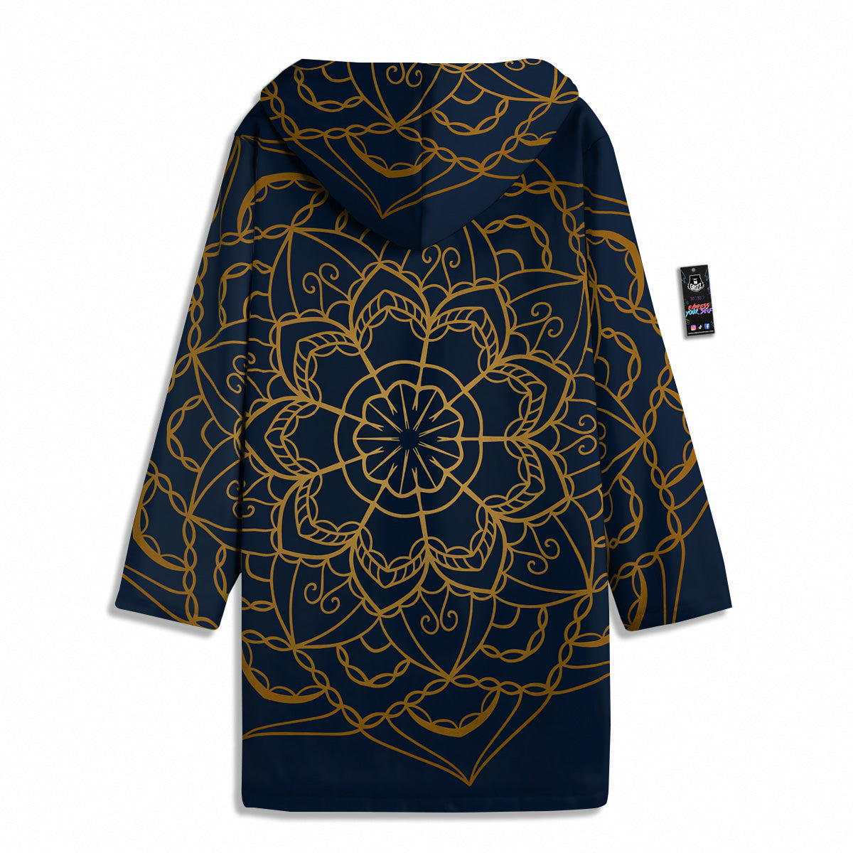 Bohemian Mandala Gold And Blue Print Men's Windbreaker Jacket-grizzshop