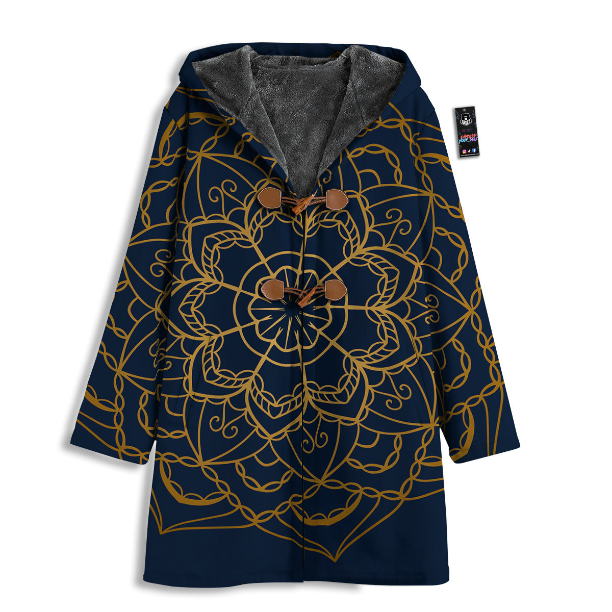 Bohemian Mandala Gold And Blue Print Men's Windbreaker Jacket-grizzshop
