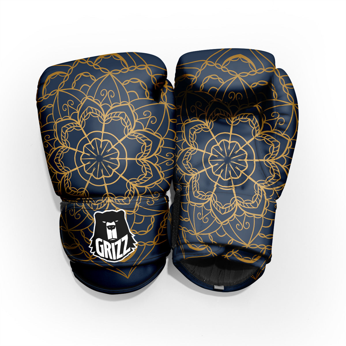 Bohemian Mandala Gold And Blue Print Pro Boxing Glove