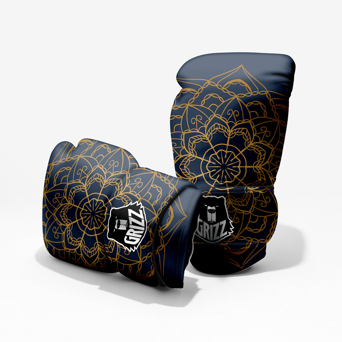 Bohemian Mandala Gold And Blue Print Pro Boxing Glove
