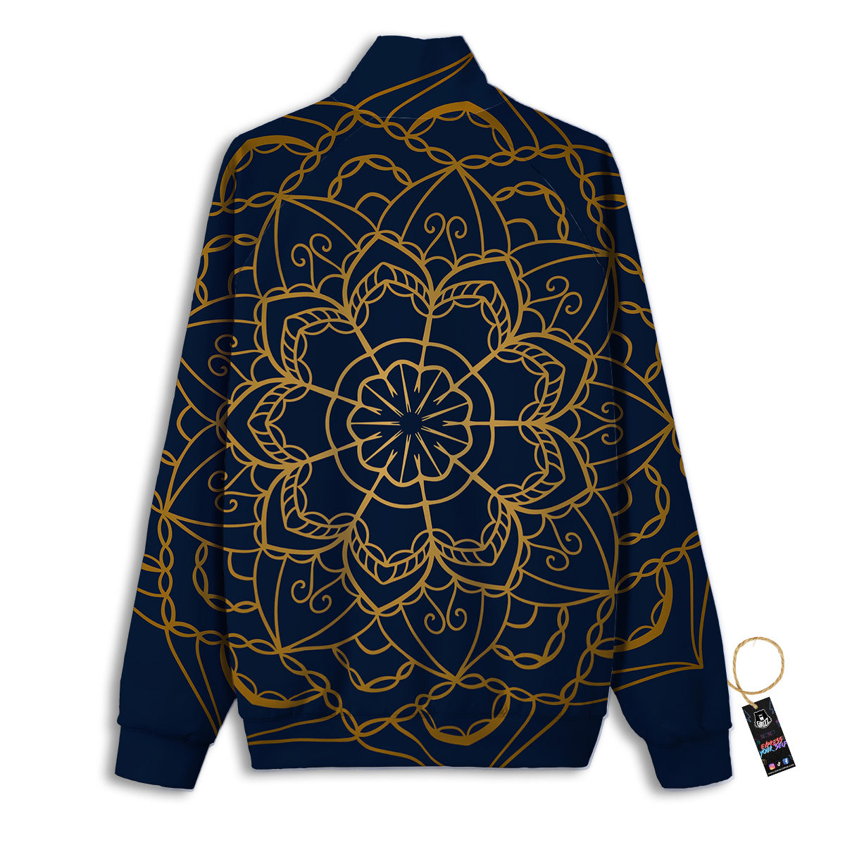 Bohemian Mandala Gold And Blue Print Track Jacket-grizzshop