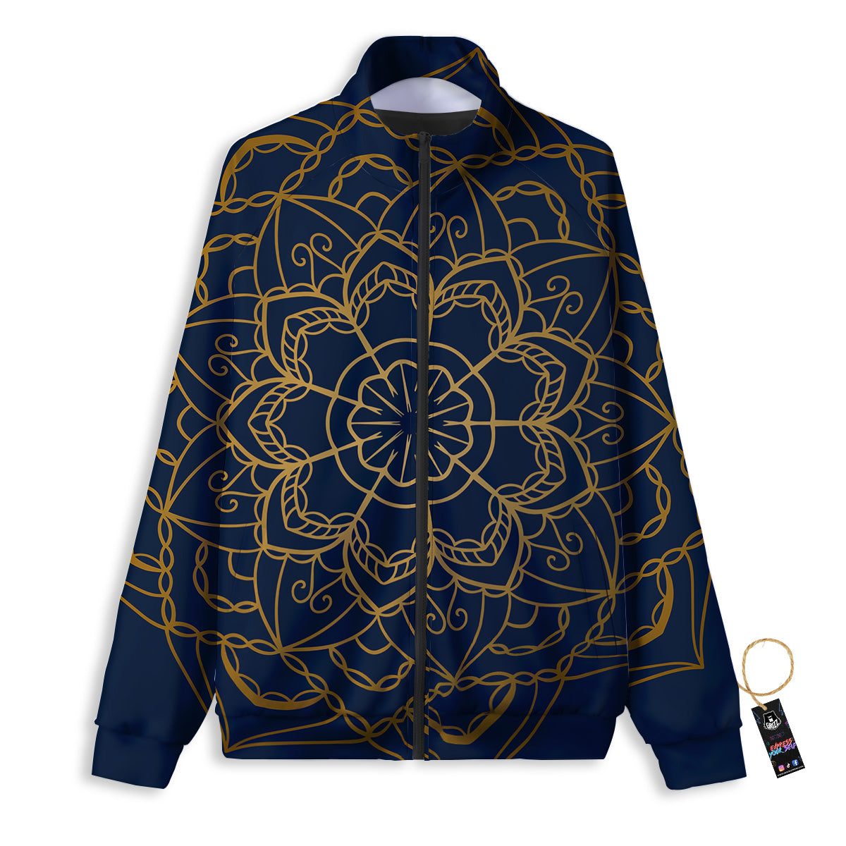 Bohemian Mandala Gold And Blue Print Track Jacket-grizzshop