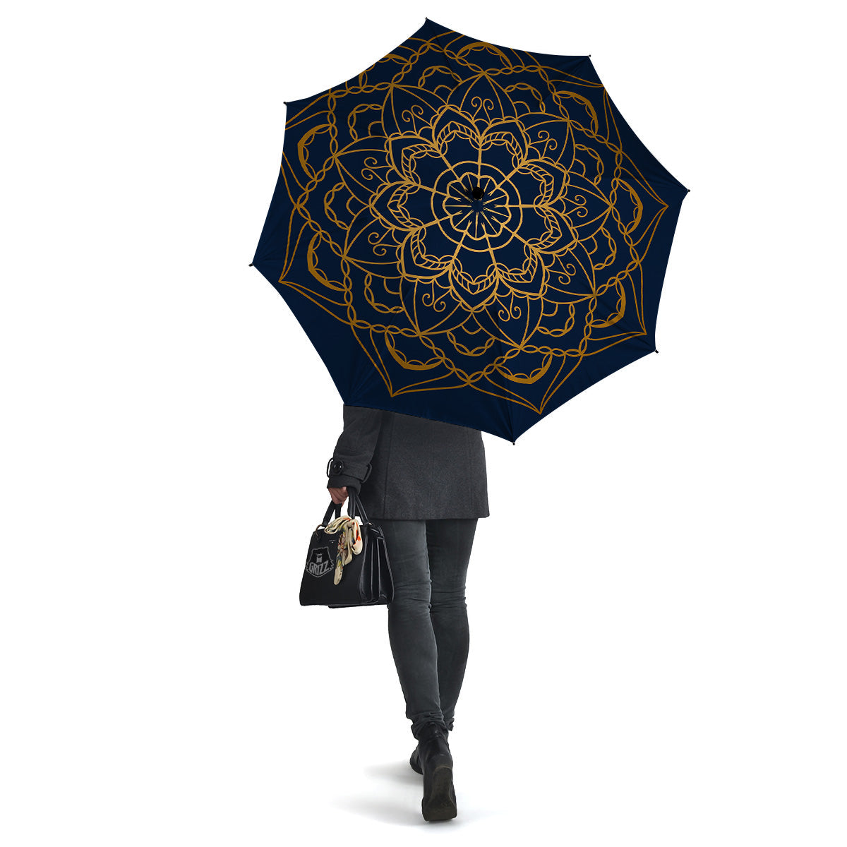 Bohemian Mandala Gold And Blue Print Umbrella-grizzshop