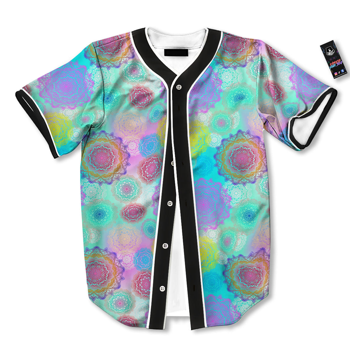 Bohemian Mandala Pastel Print Pattern Baseball Jersey-grizzshop