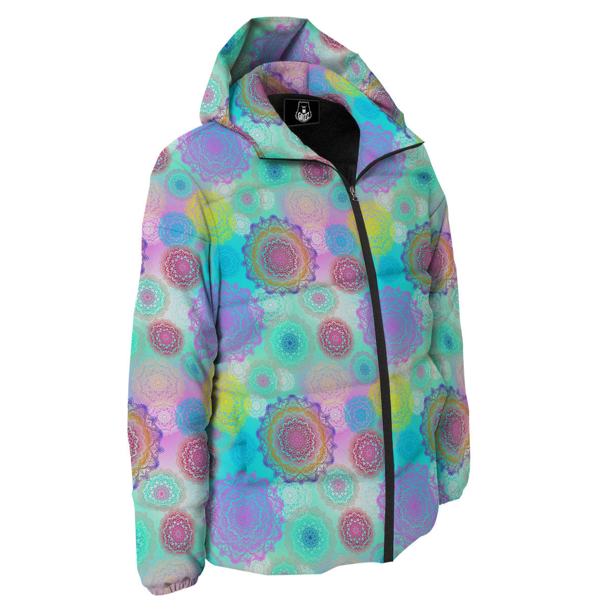 Bohemian Mandala Pastel Print Pattern Down Jacket-grizzshop