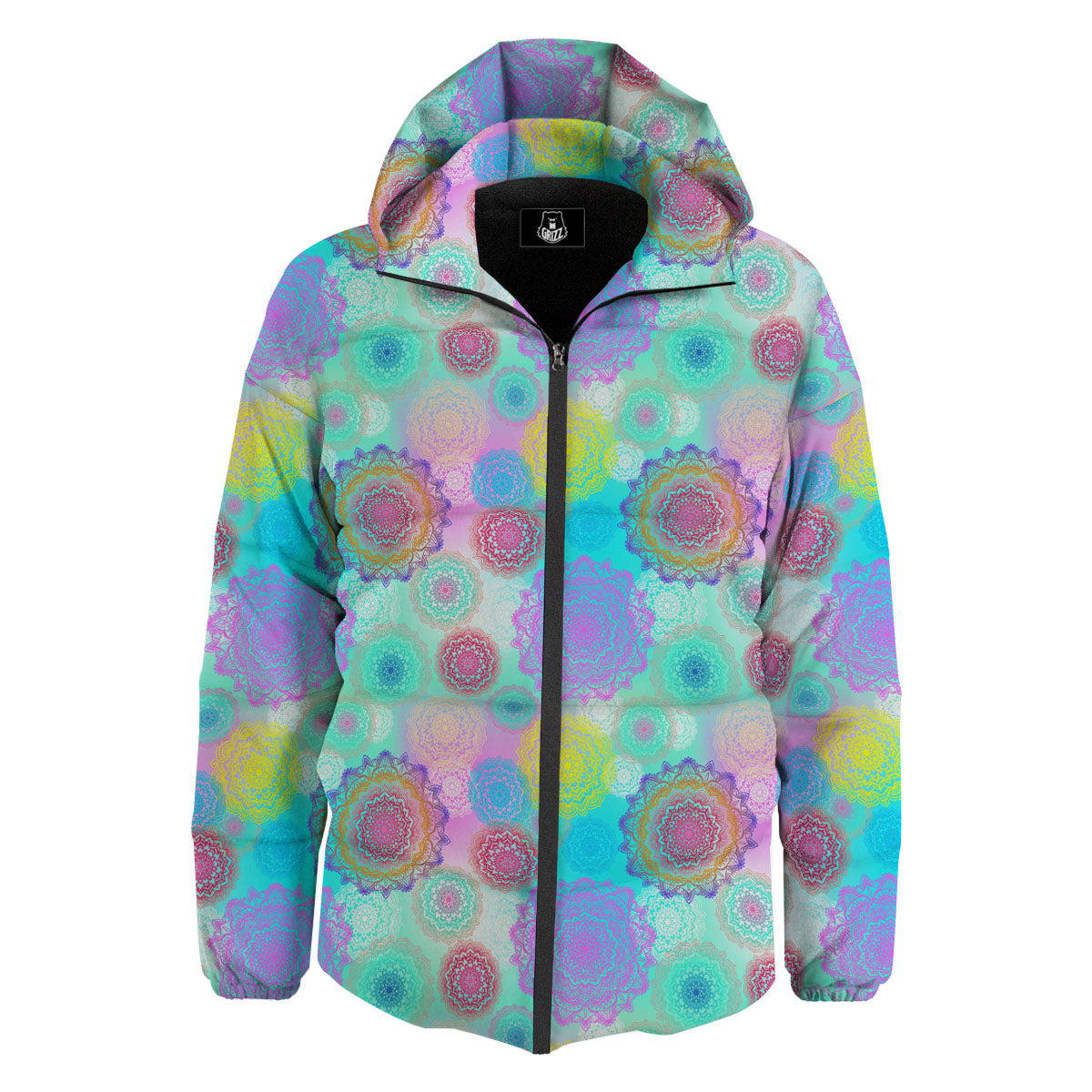 Bohemian Mandala Pastel Print Pattern Down Jacket-grizzshop