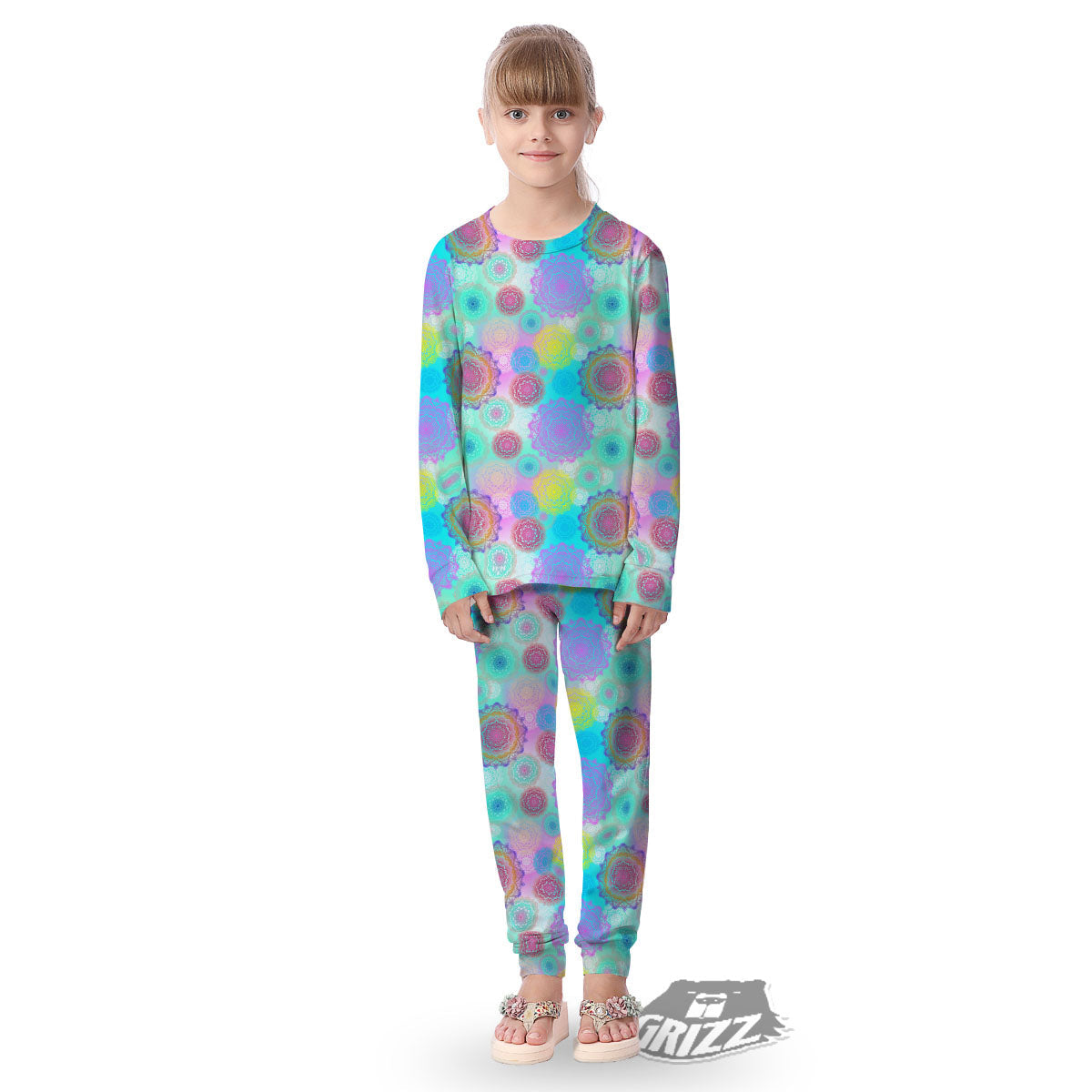 Bohemian Mandala Pastel Print Pattern Kid's Pajamas-grizzshop