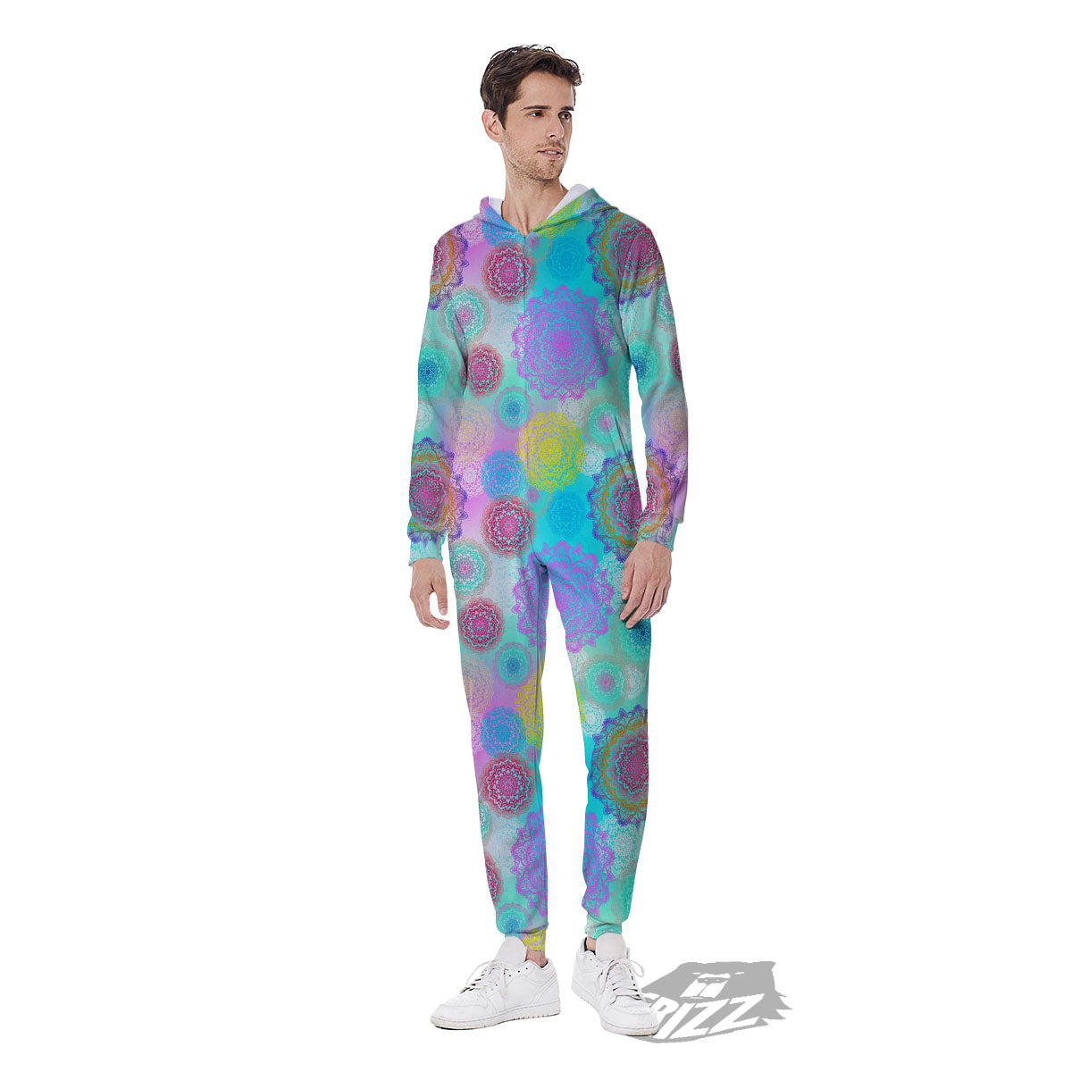 Bohemian Mandala Pastel Print Pattern Men's Jumpsuit-grizzshop