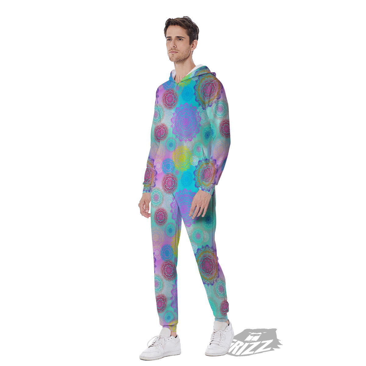 Bohemian Mandala Pastel Print Pattern Men's Jumpsuit-grizzshop