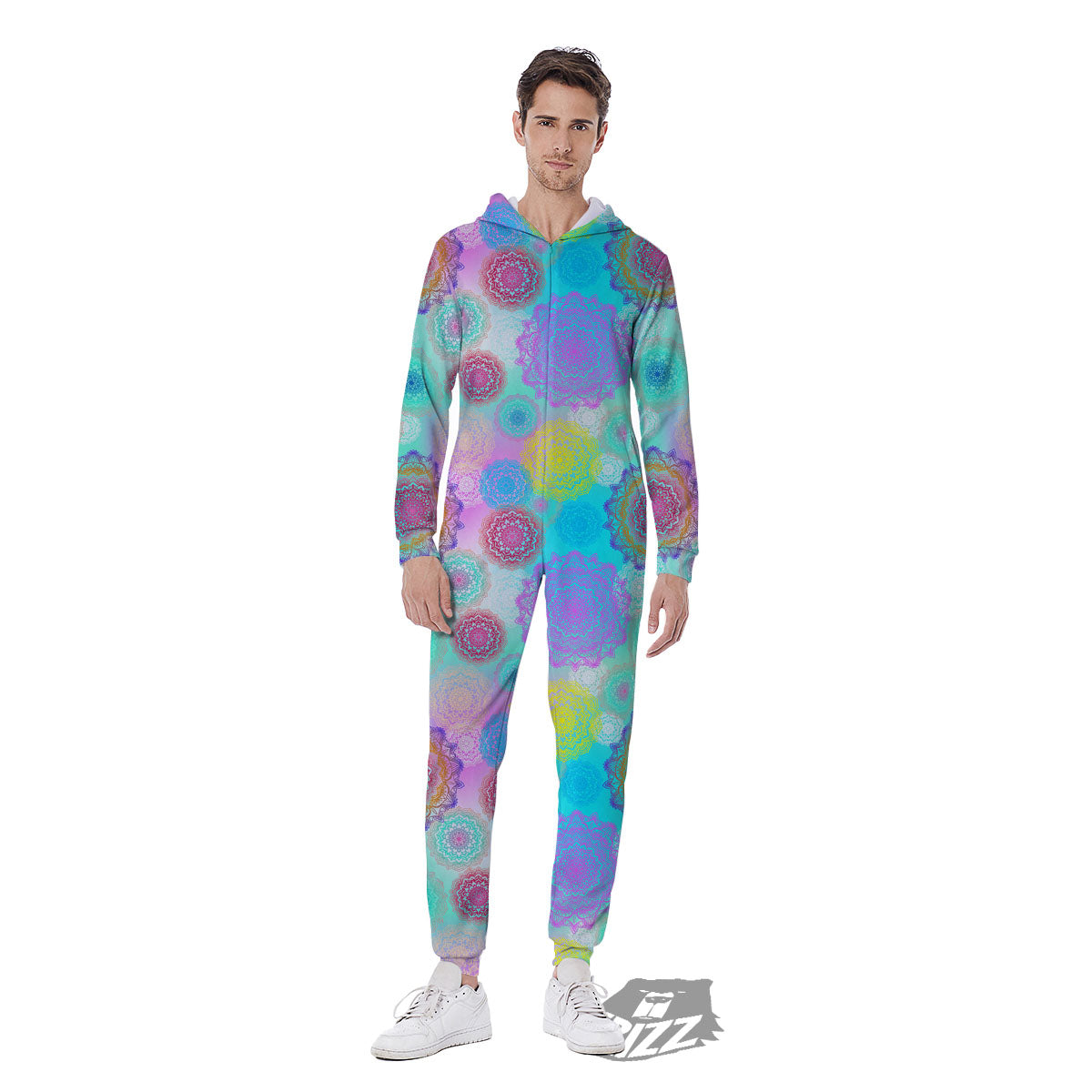 Bohemian Mandala Pastel Print Pattern Men's Jumpsuit-grizzshop
