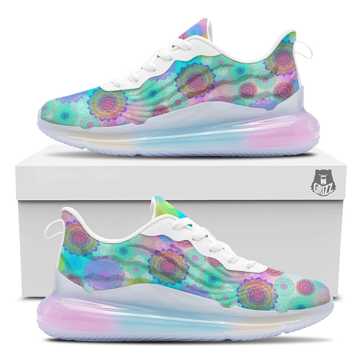 Bohemian Mandala Pastel Print Pattern Running Sneakers-grizzshop