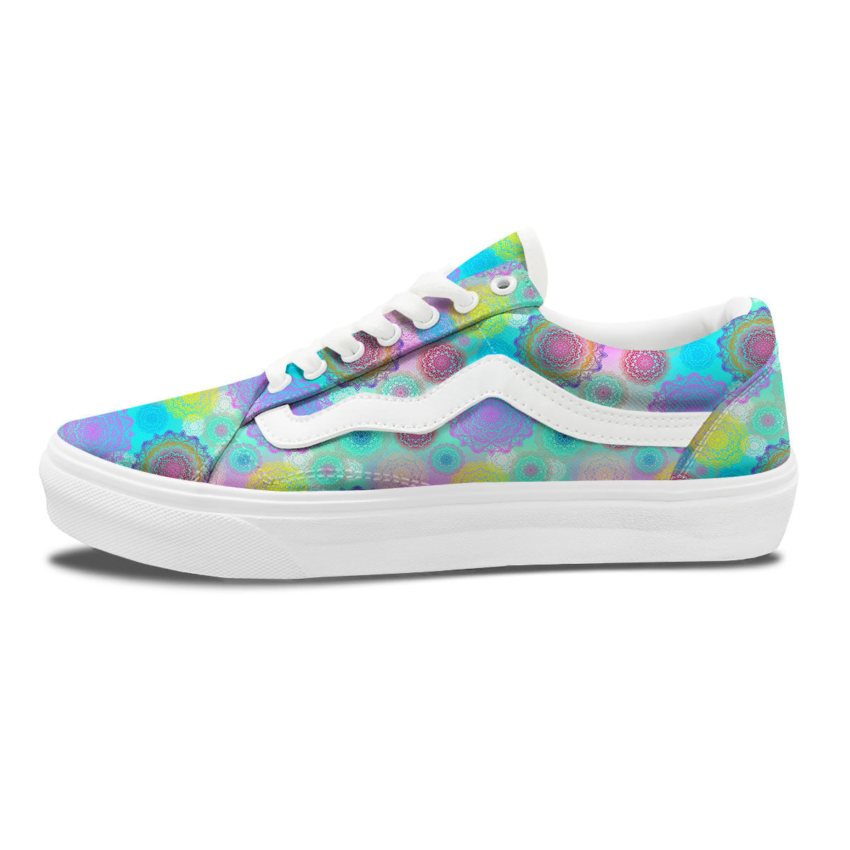 Bohemian Mandala Pastel Print Pattern Skate Shoes-grizzshop