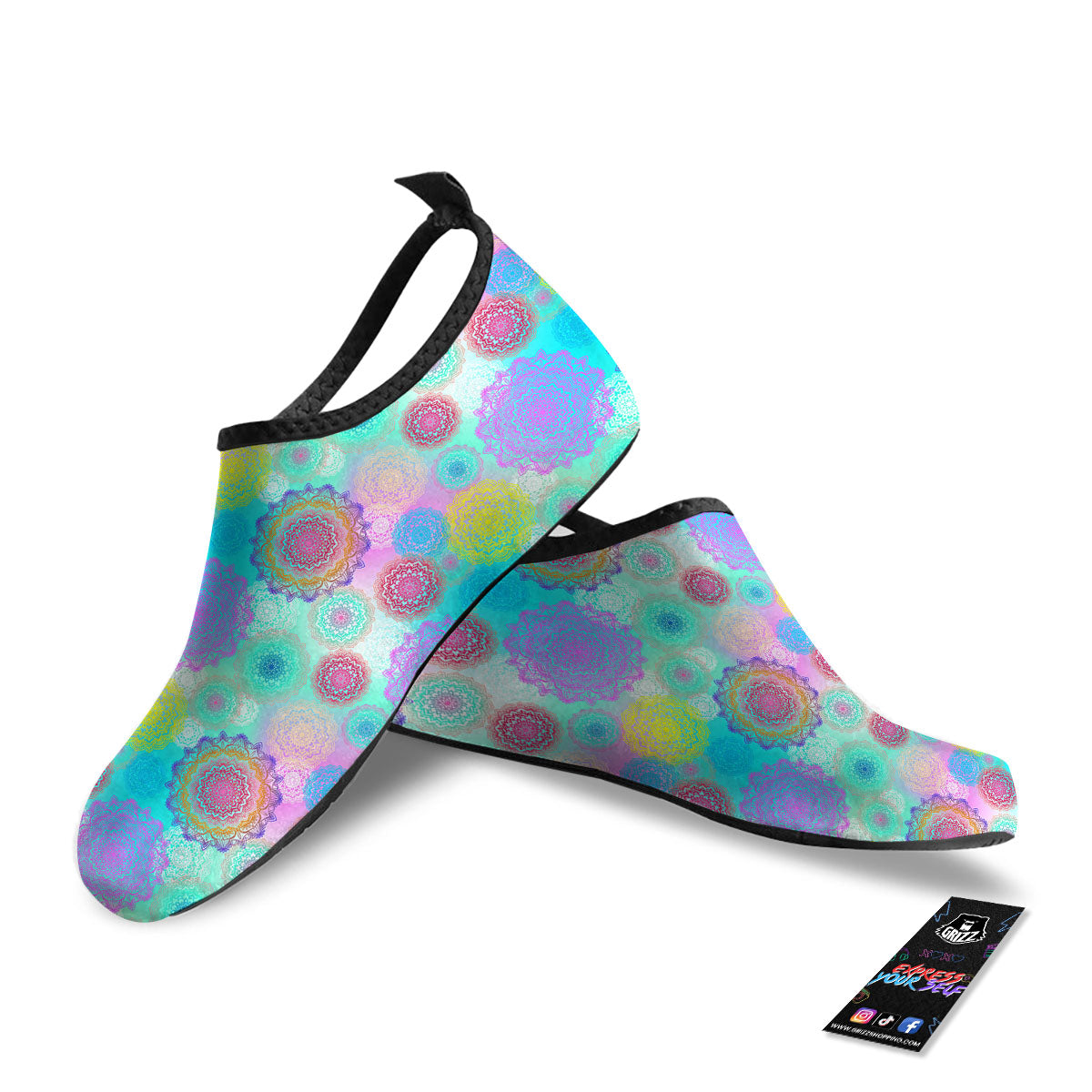 Bohemian Mandala Pastel Print Pattern Water Shoes-grizzshop